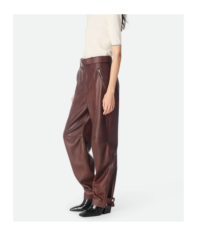 Bottega Veneta Leather Pants In Brown