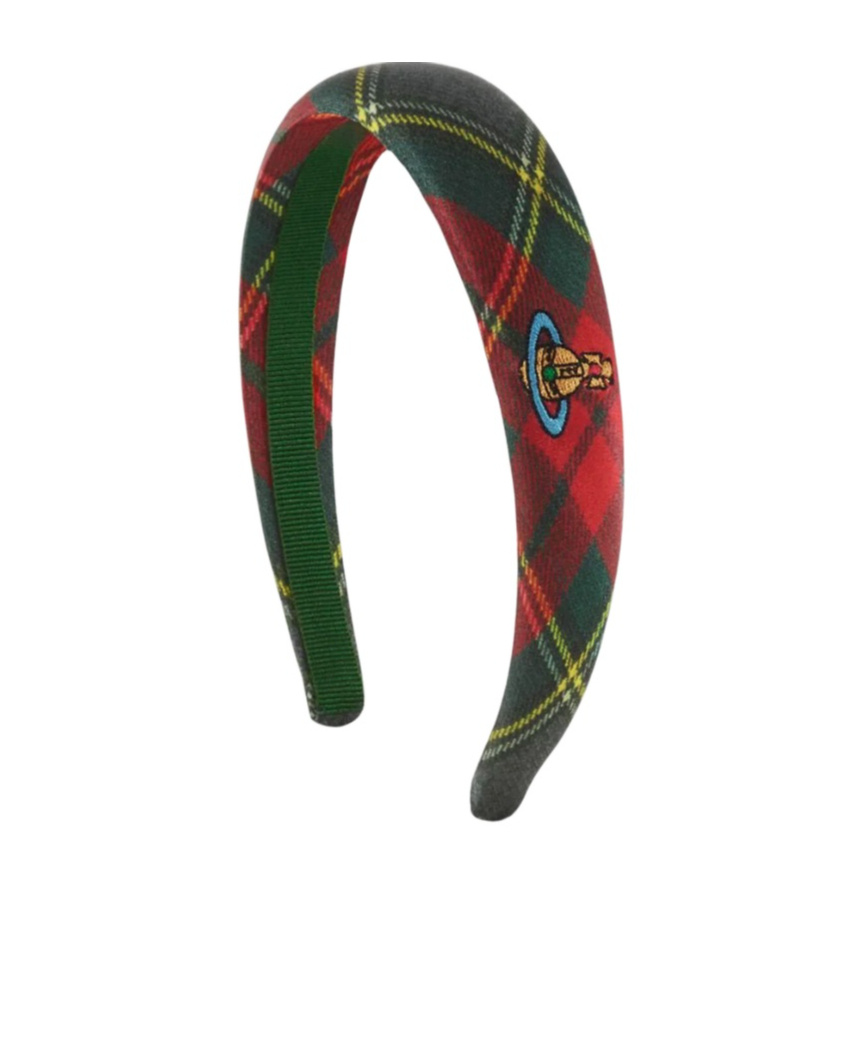 Vivienne Westwood Slim Headband Rtw Tartan Printed Scarlet-tartan Os-u Women In Green