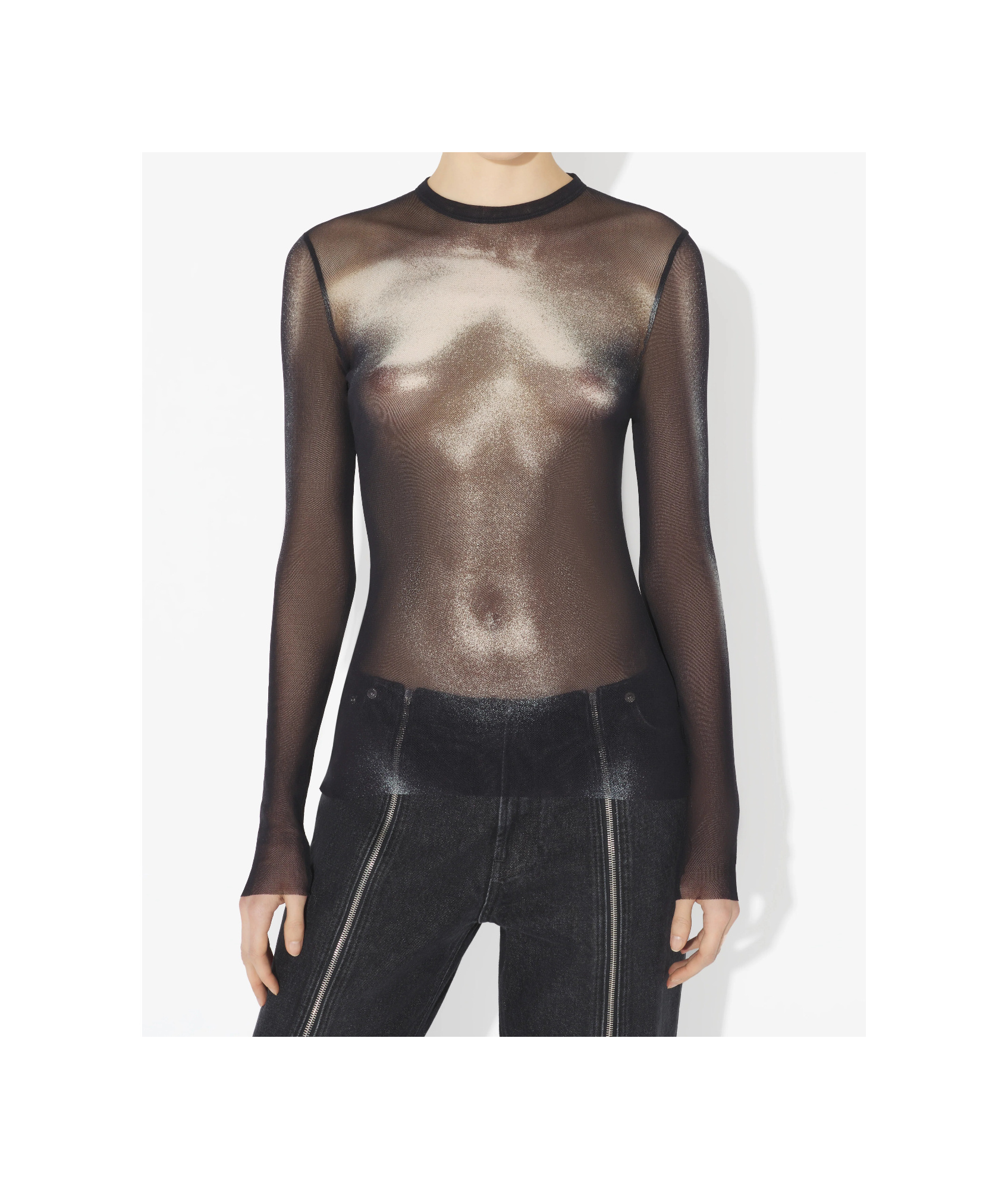 Jean Paul Gaultier Top Long Sleeve Silver Dust Woman Black In Gray
