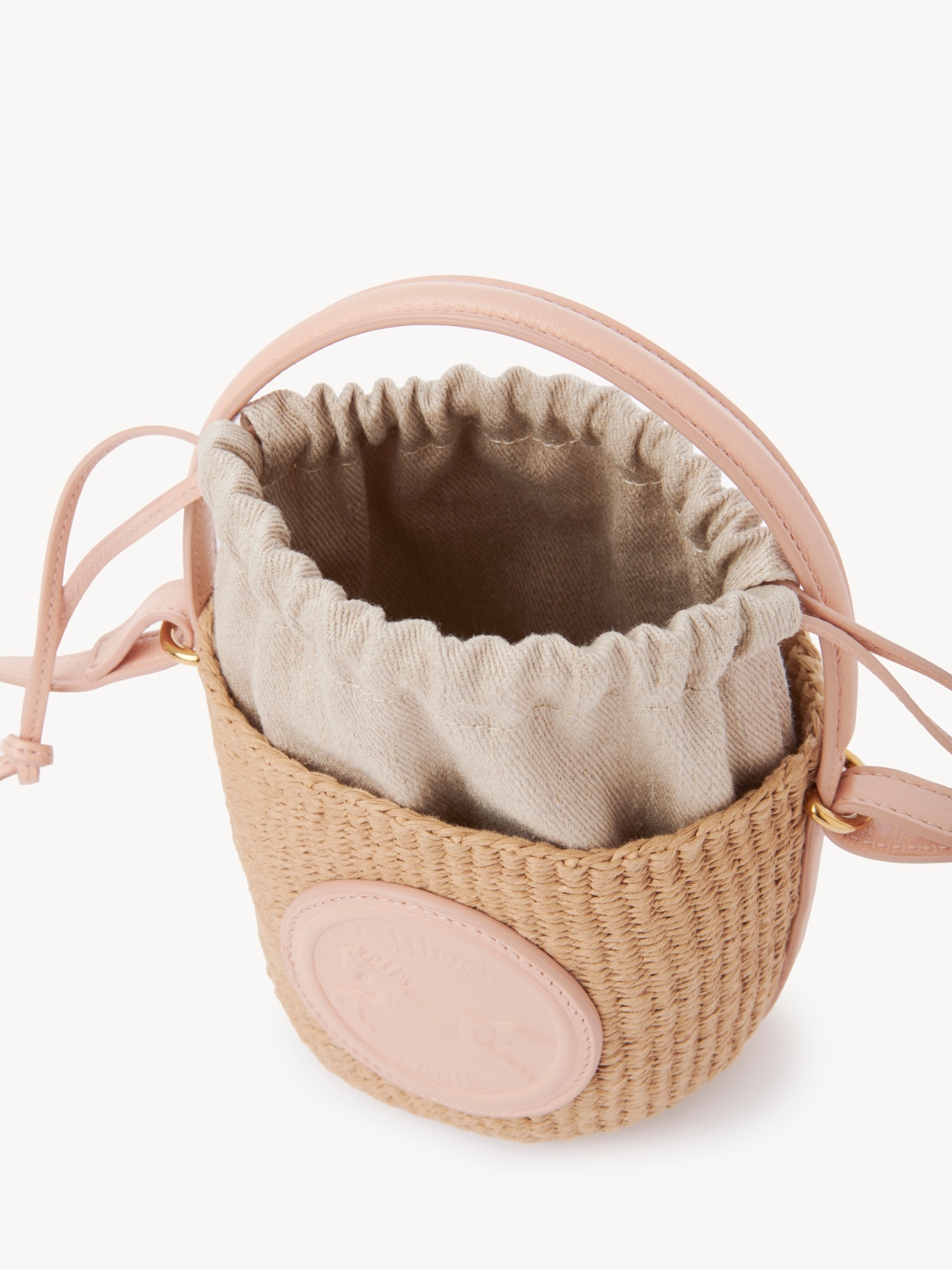Chloé Pink Mini Horse Medal Basket Bag In Nude