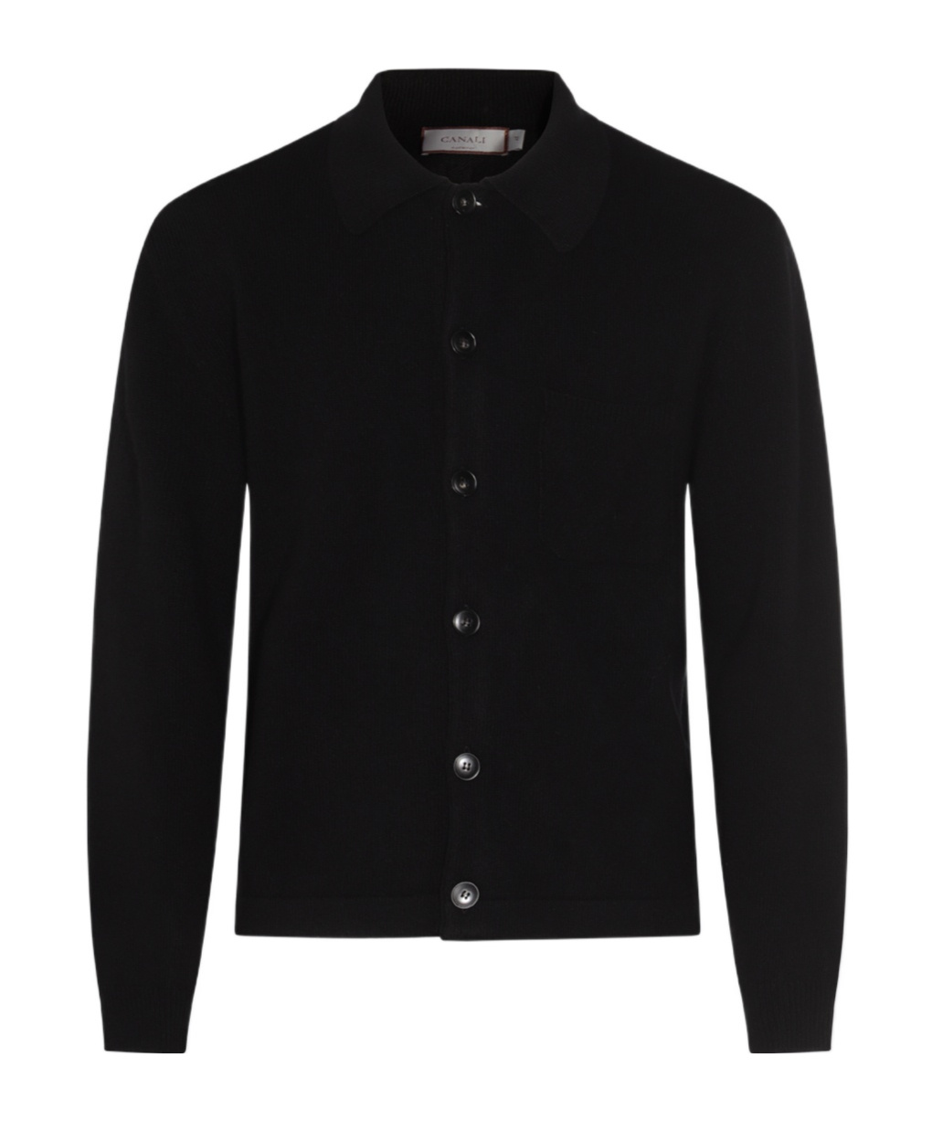 Canali Buttoned-up Cardigan In Black