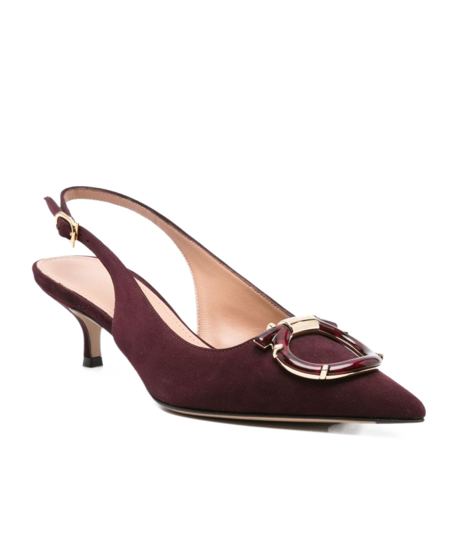Ferragamo Maroon Leather Pumps In Burgundy