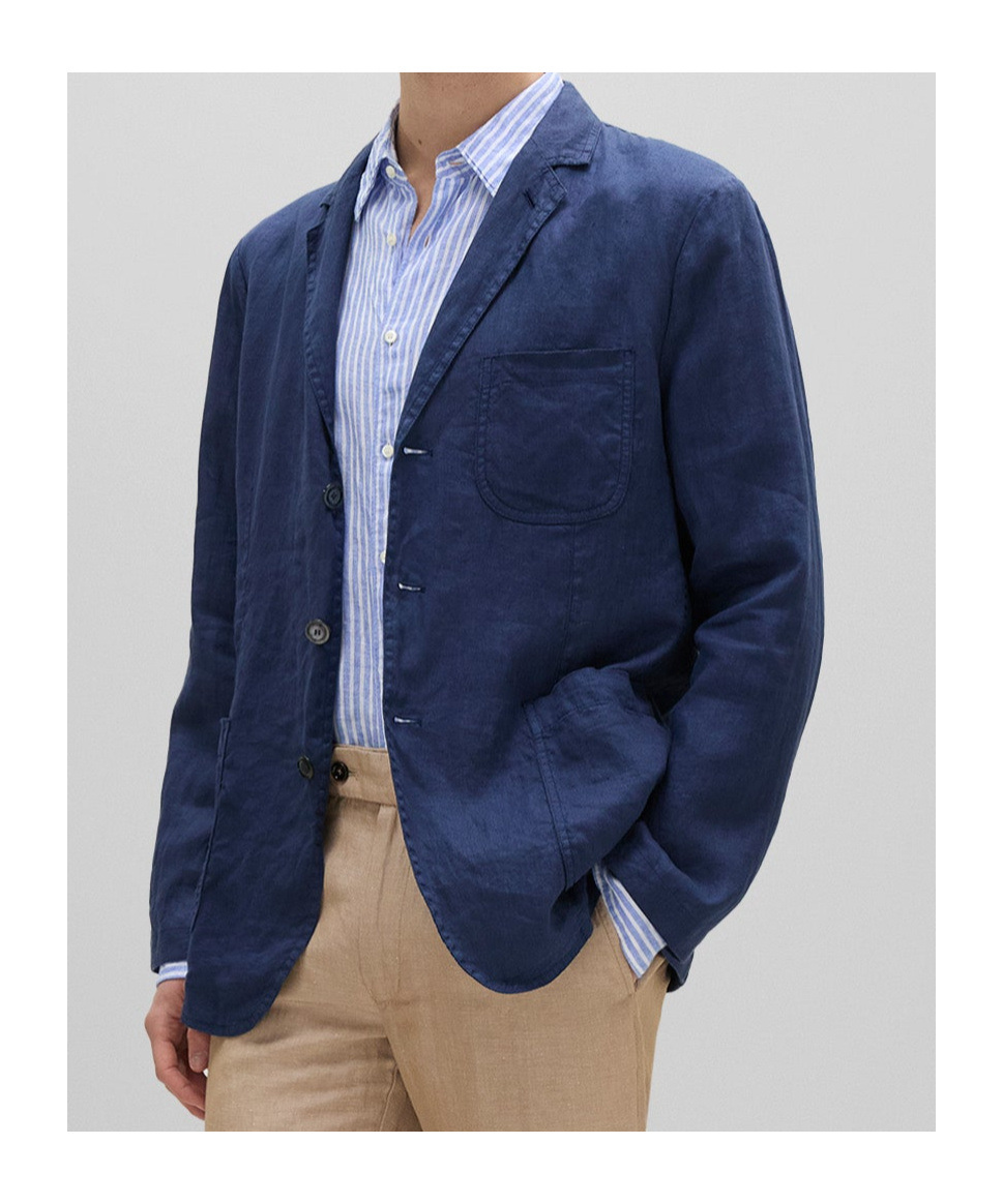 ASPESI NOTCHED-LAPELS LINEN BLAZER