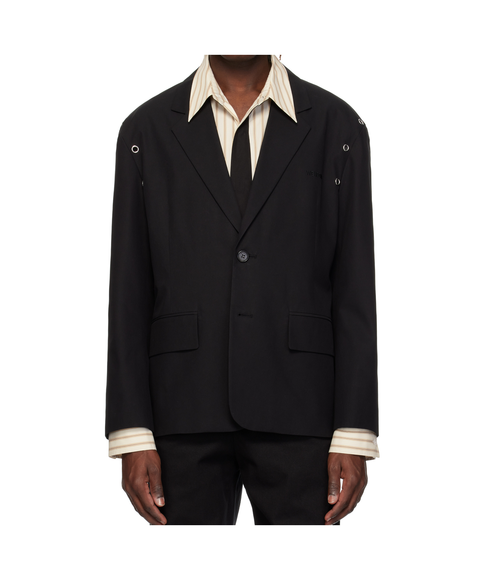 We11 Done Lapel Long-sleeved Suit Jacket In Black