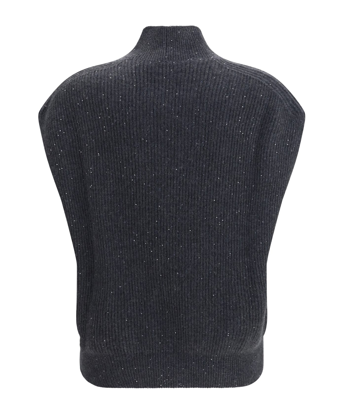 Fabiana Filippi Sleeveless Wool Sweater With Sequins In Black