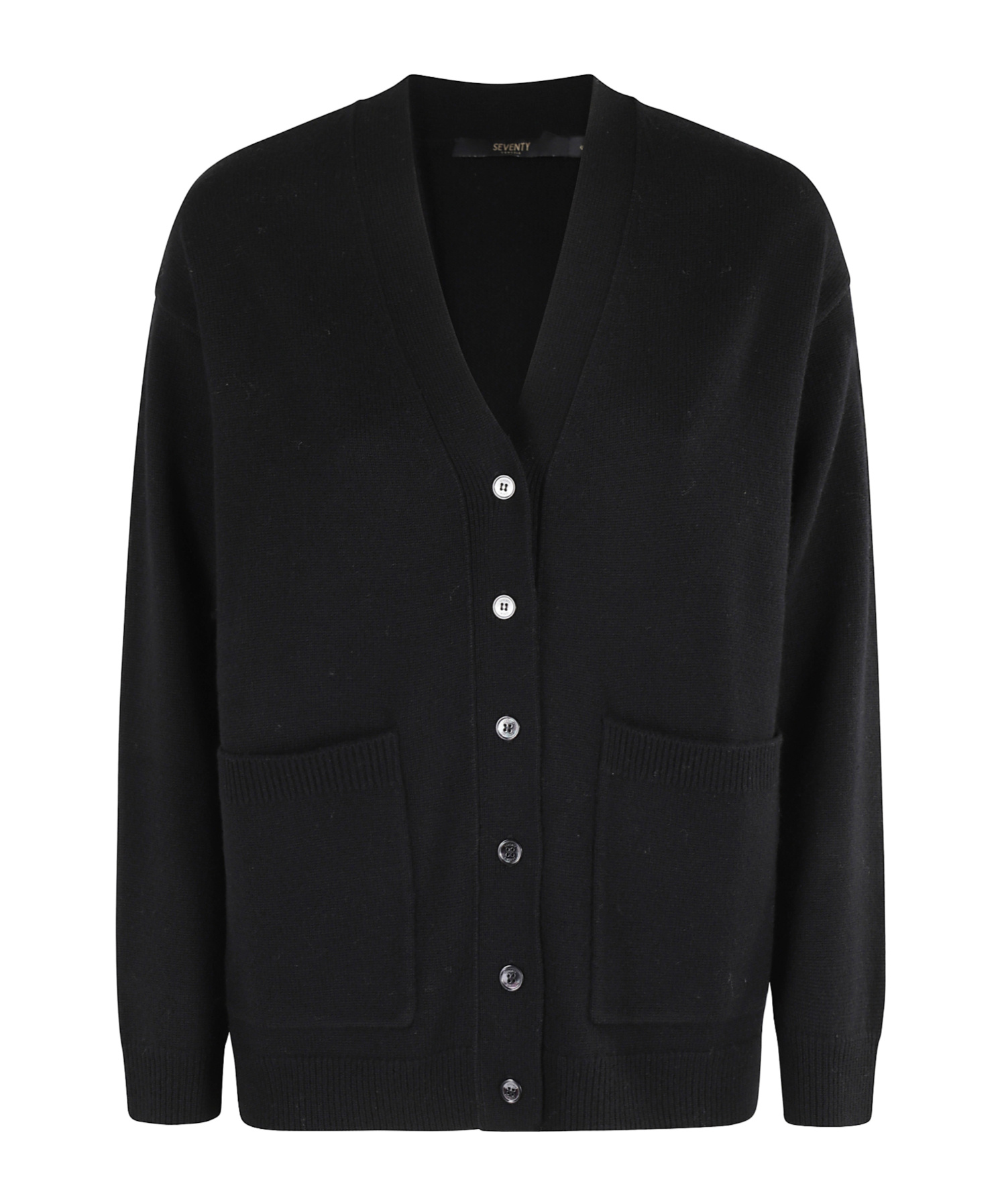 Seventy V-neck Wool And Cashmere Cardigan With Button Closure In Black