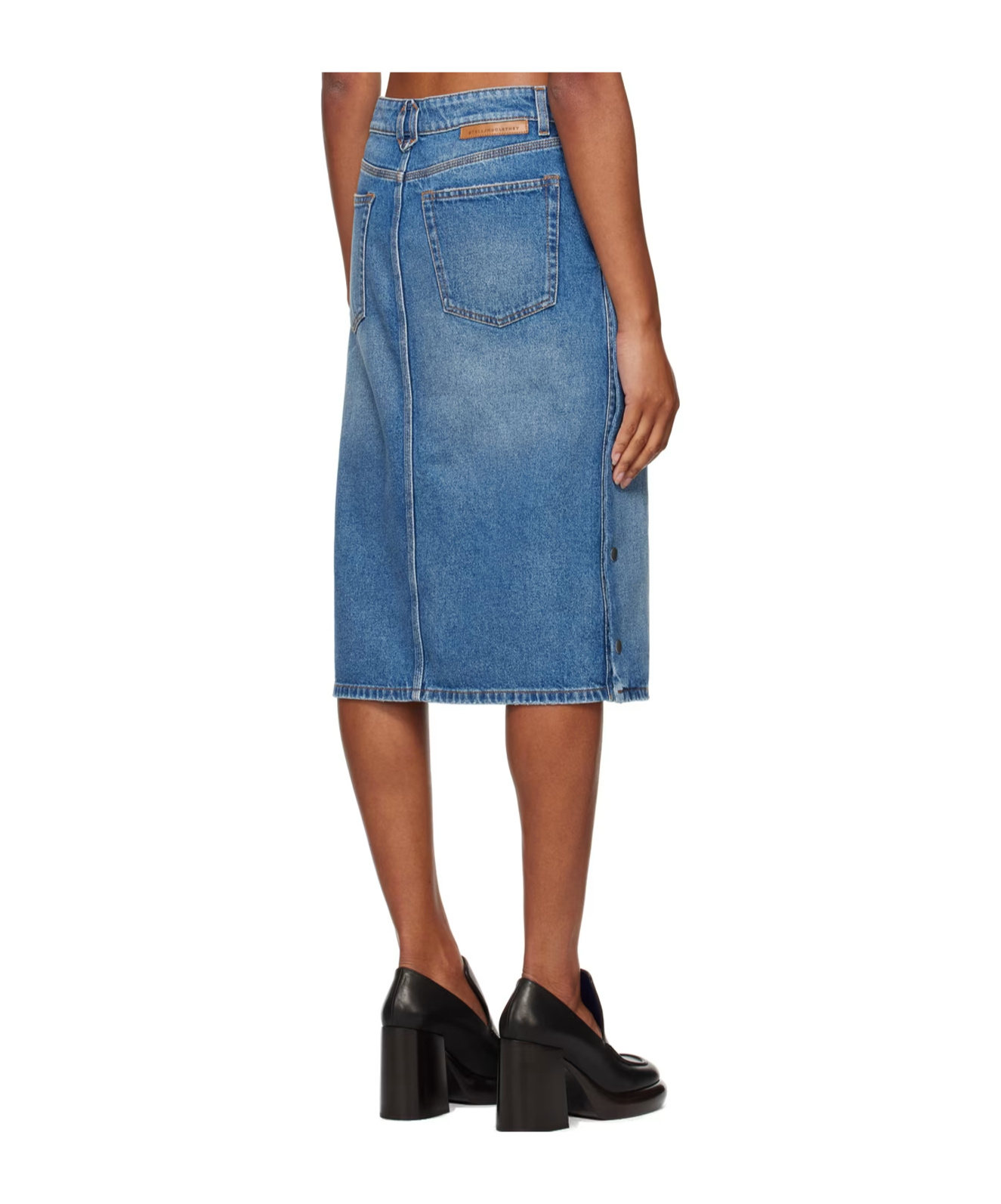 Stella Mccartney Bluesnap Denim Midi Skirt In Blue