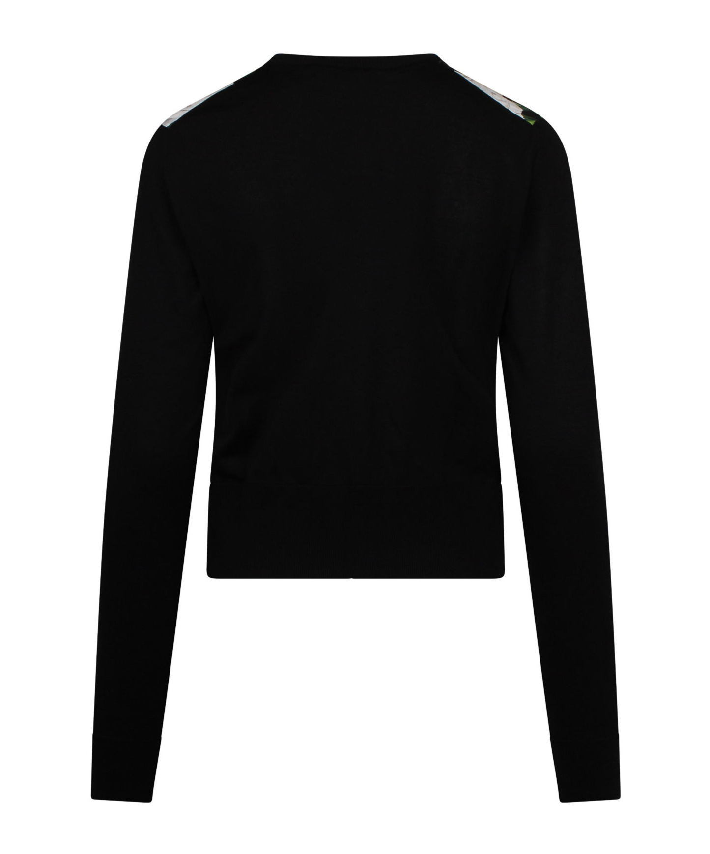 Dolce & Gabbana Floral Print Knit Cardigan With Ribbed Cuffs In Black
