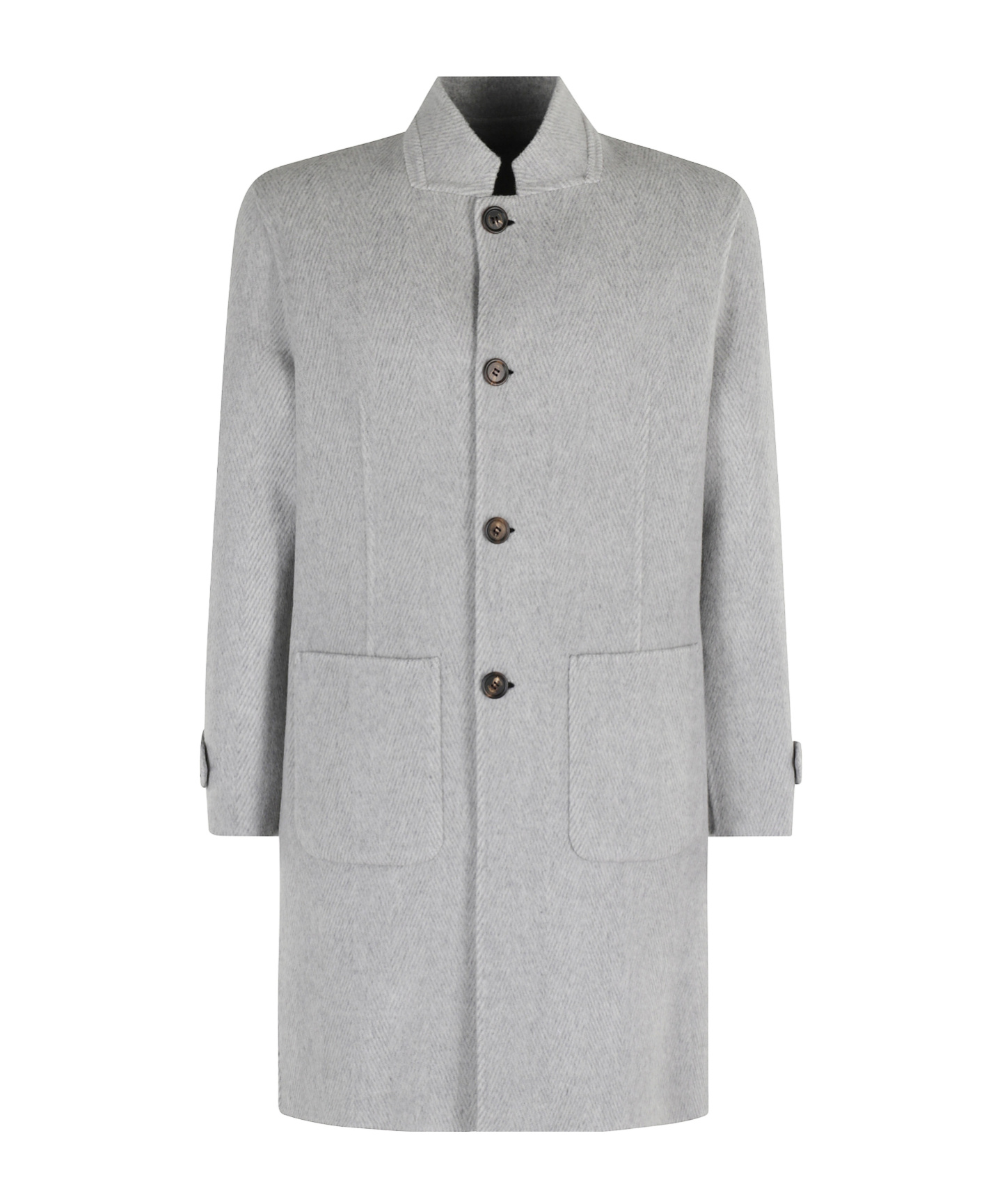 Eleventy Wool-cashmere Blend Coat With Stand Collar In Gray