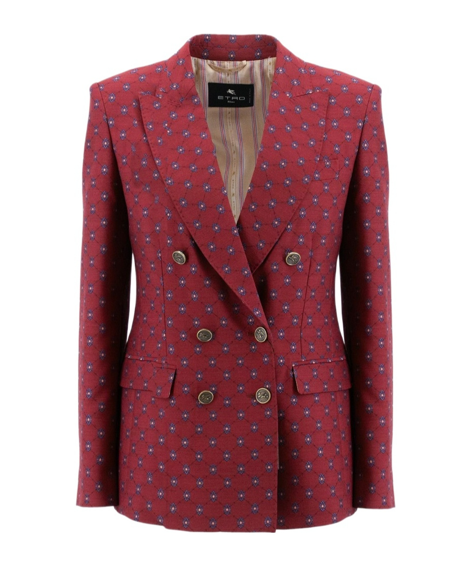 Etro Structured Lapel Buttoned Sleeve Jacket In Red