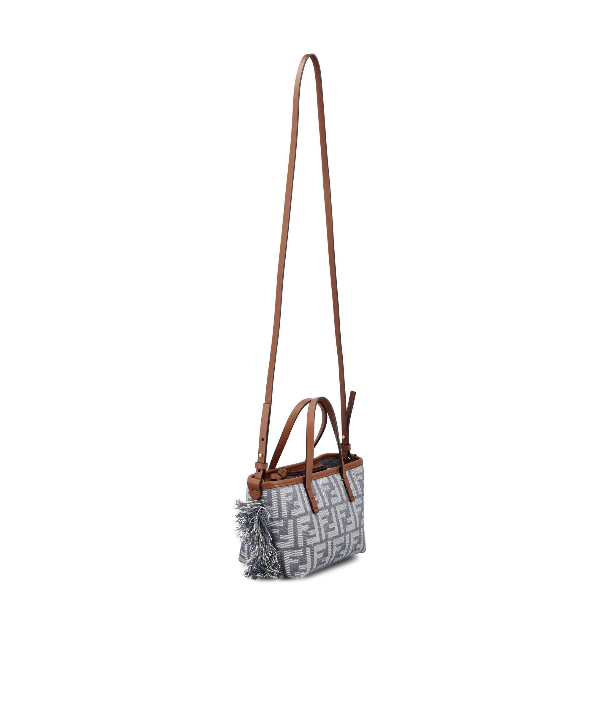 Fendi Chic Shoulder Bag With Fringe And Handles In Gray