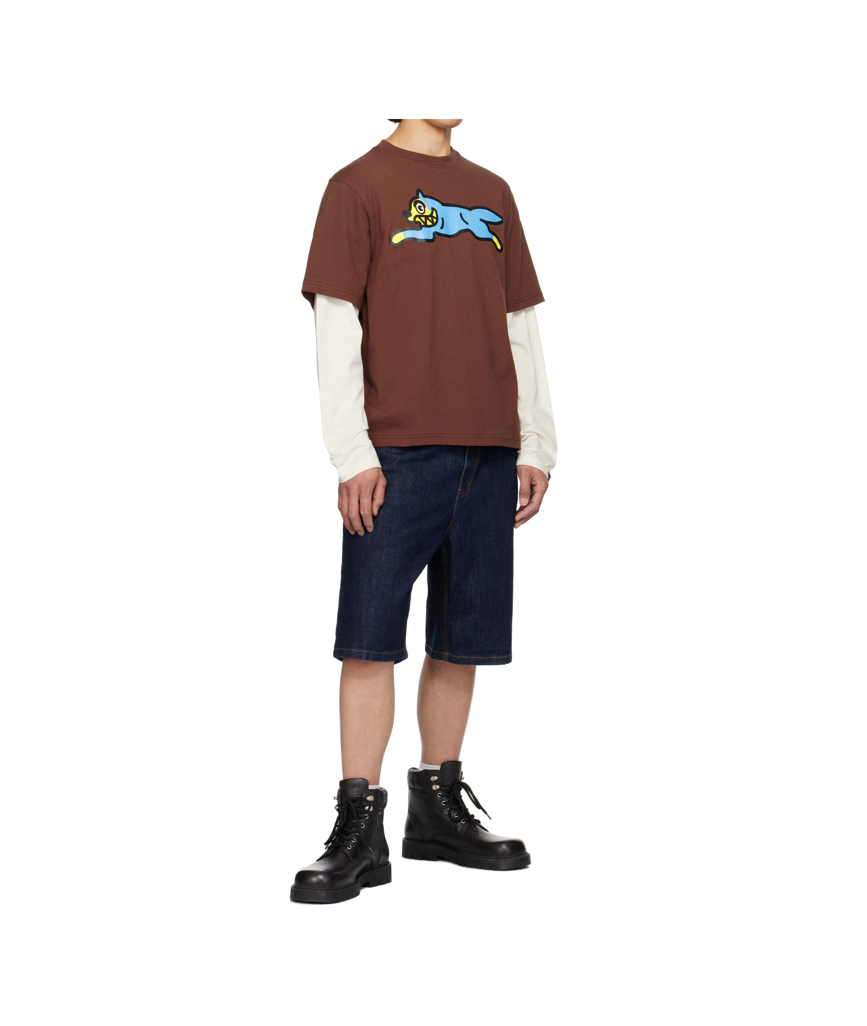 Icecream Running Dog Layered Ls T-shirt In Brown