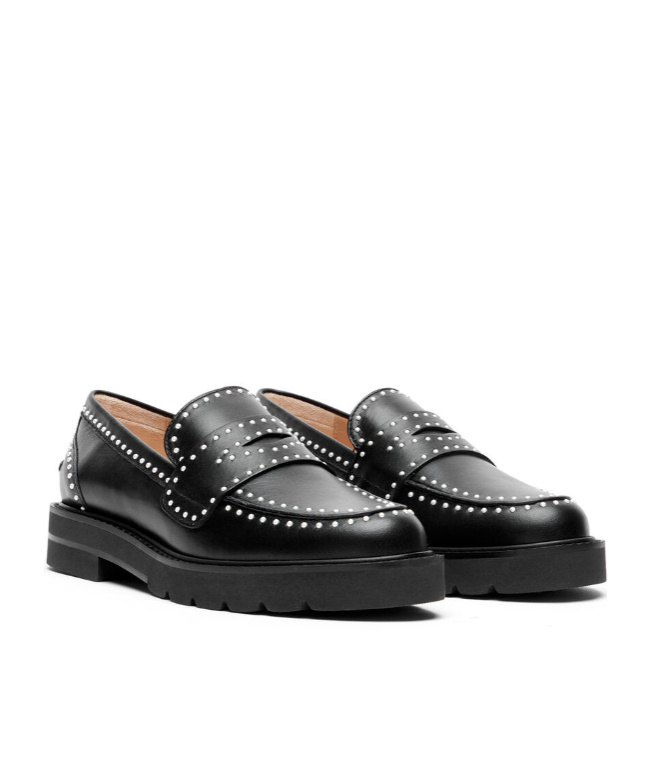 Stuart Weitzman Parker Lift Mini Pearl Loeafers In Black