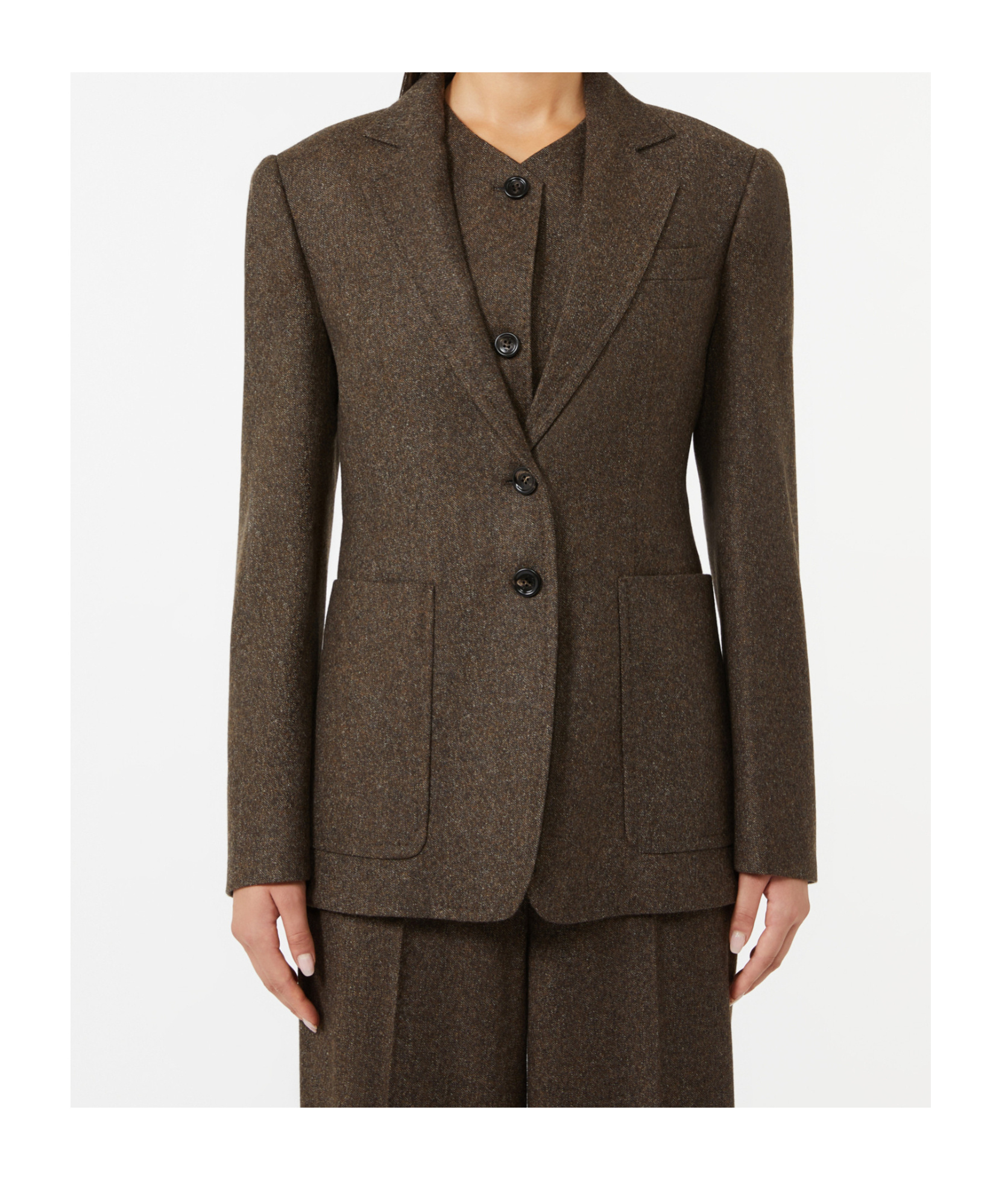 Max Mara Wool Tweed Blazer In Brown