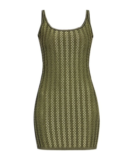 Jacquemus La Robe Marino Patterned Knitted Mini Dress In Green