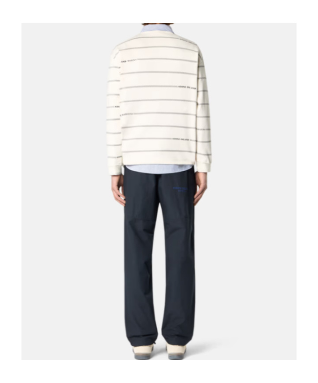 Stone Island Oversized Fit Crewneck Sweatshirt With Stripes And Lettering In Ivory
