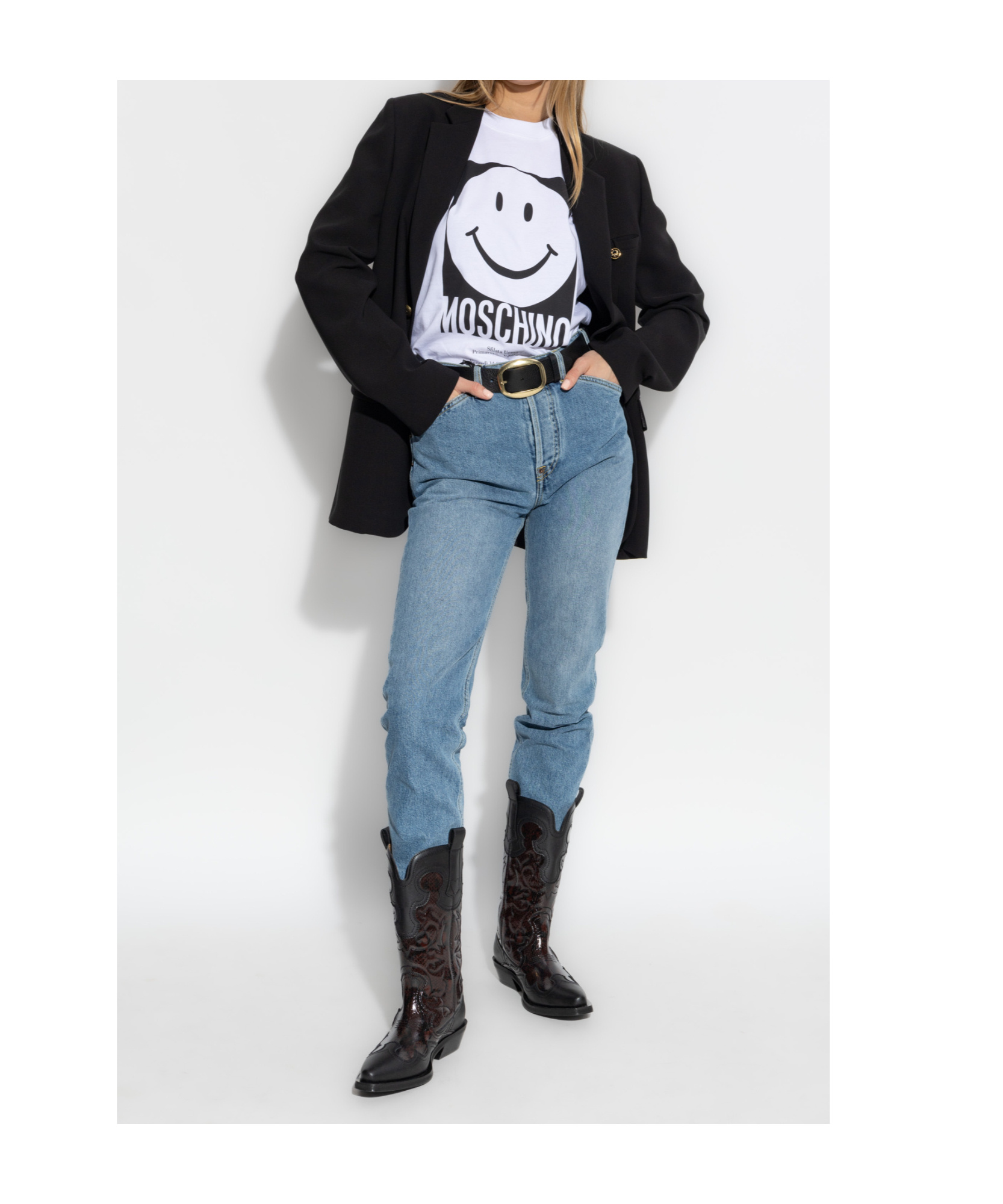 Moschino Crepe Blazer In Black