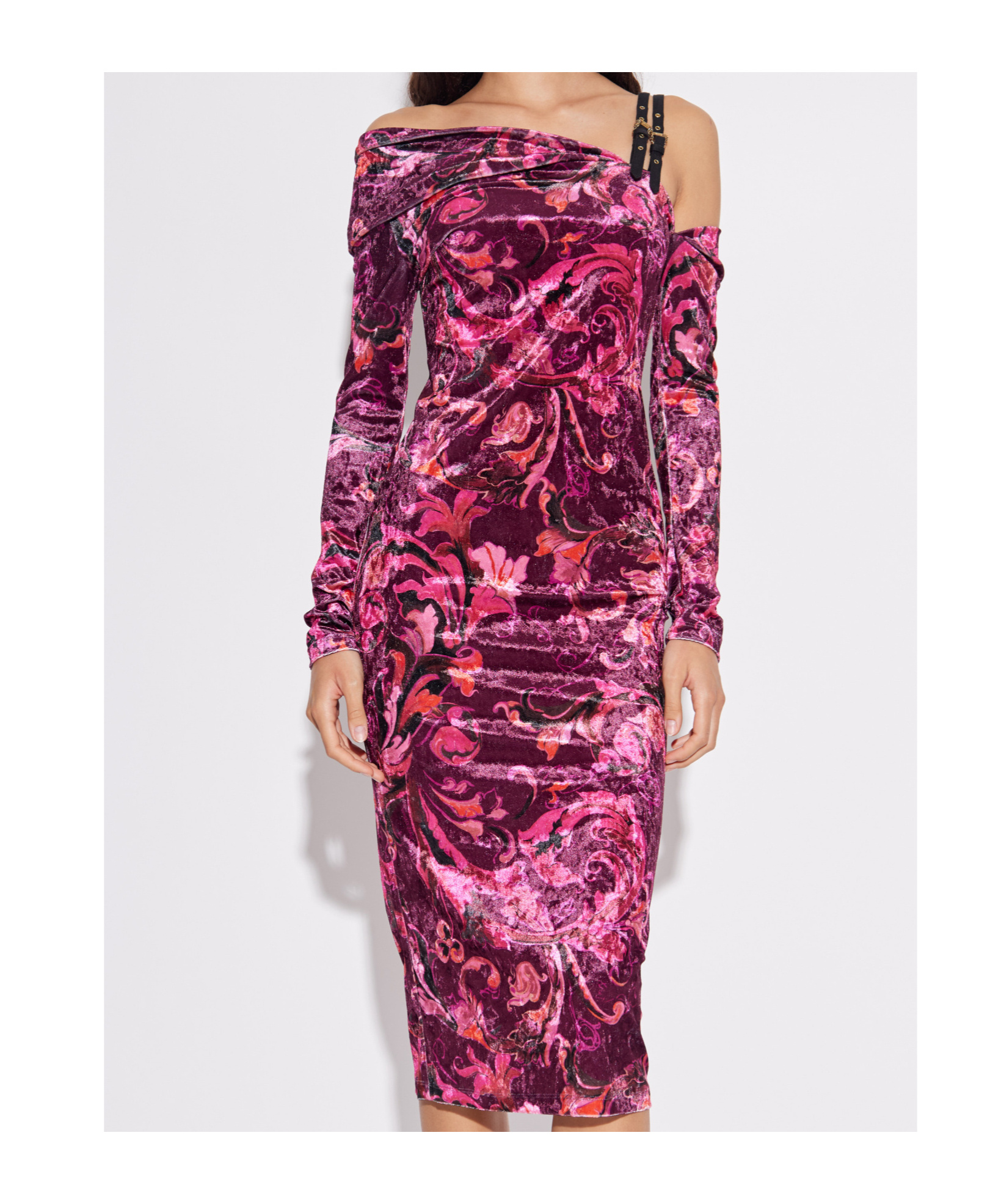 Versace Jeans Asymmetrical Dress In Pink