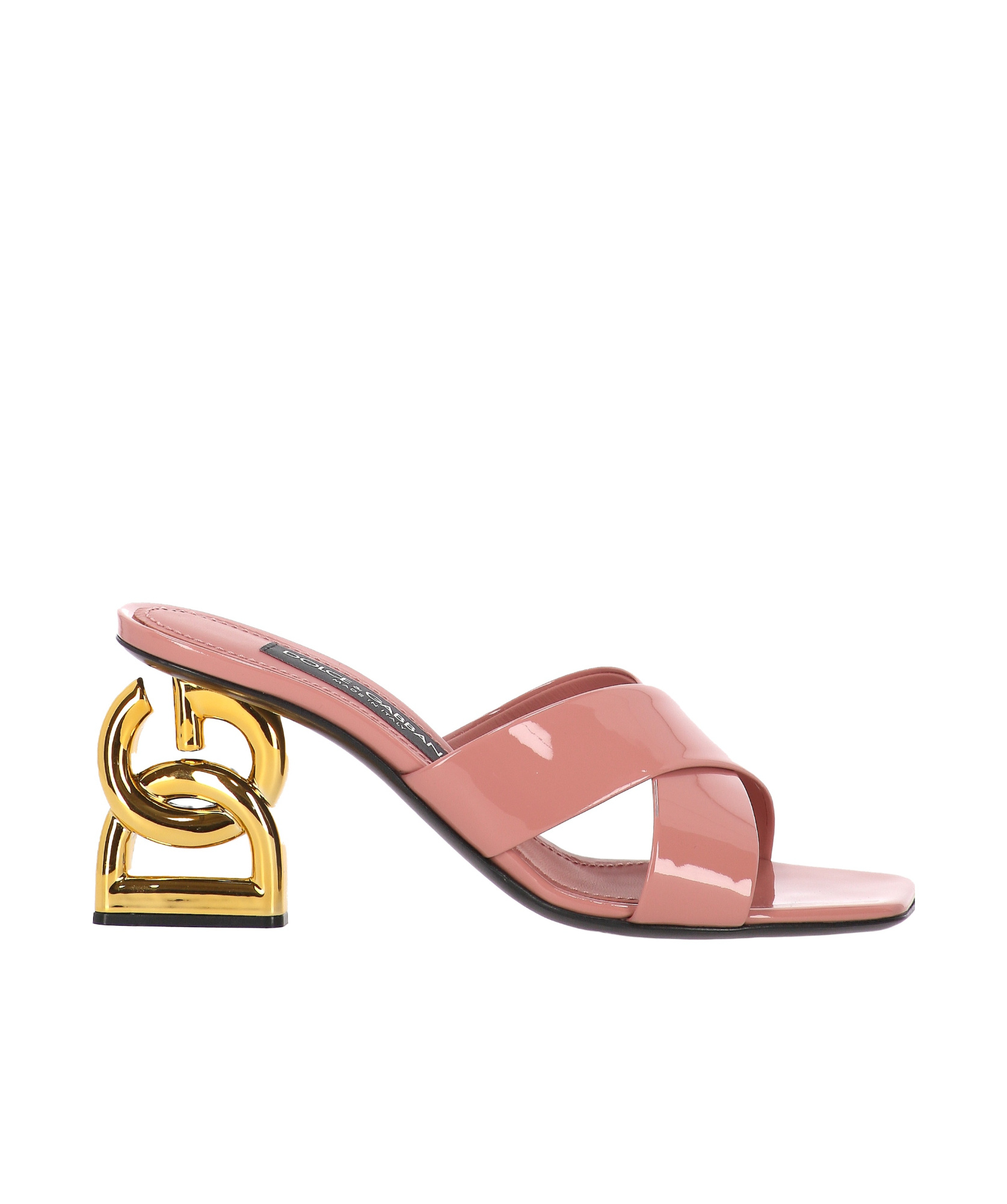Dolce & Gabbana Mule Leather Sculpted Heel Strappy Design In Nude