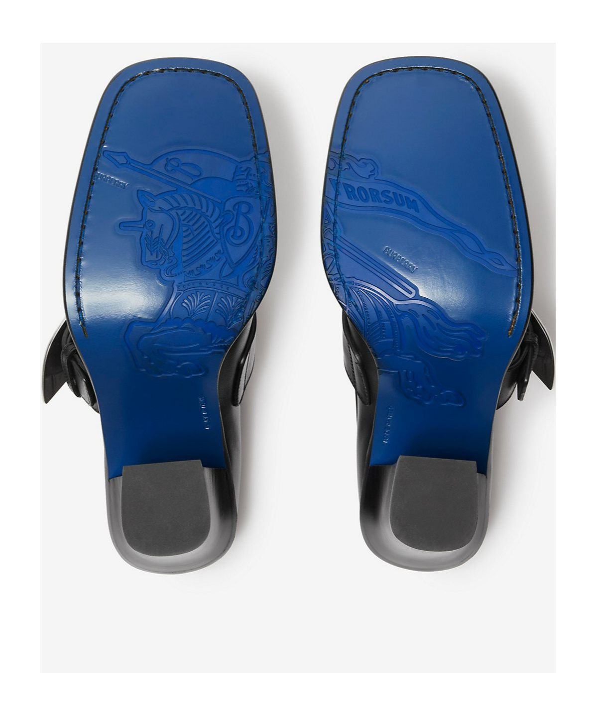 Burberry Leather London Shield High Heeled Loafers In Black