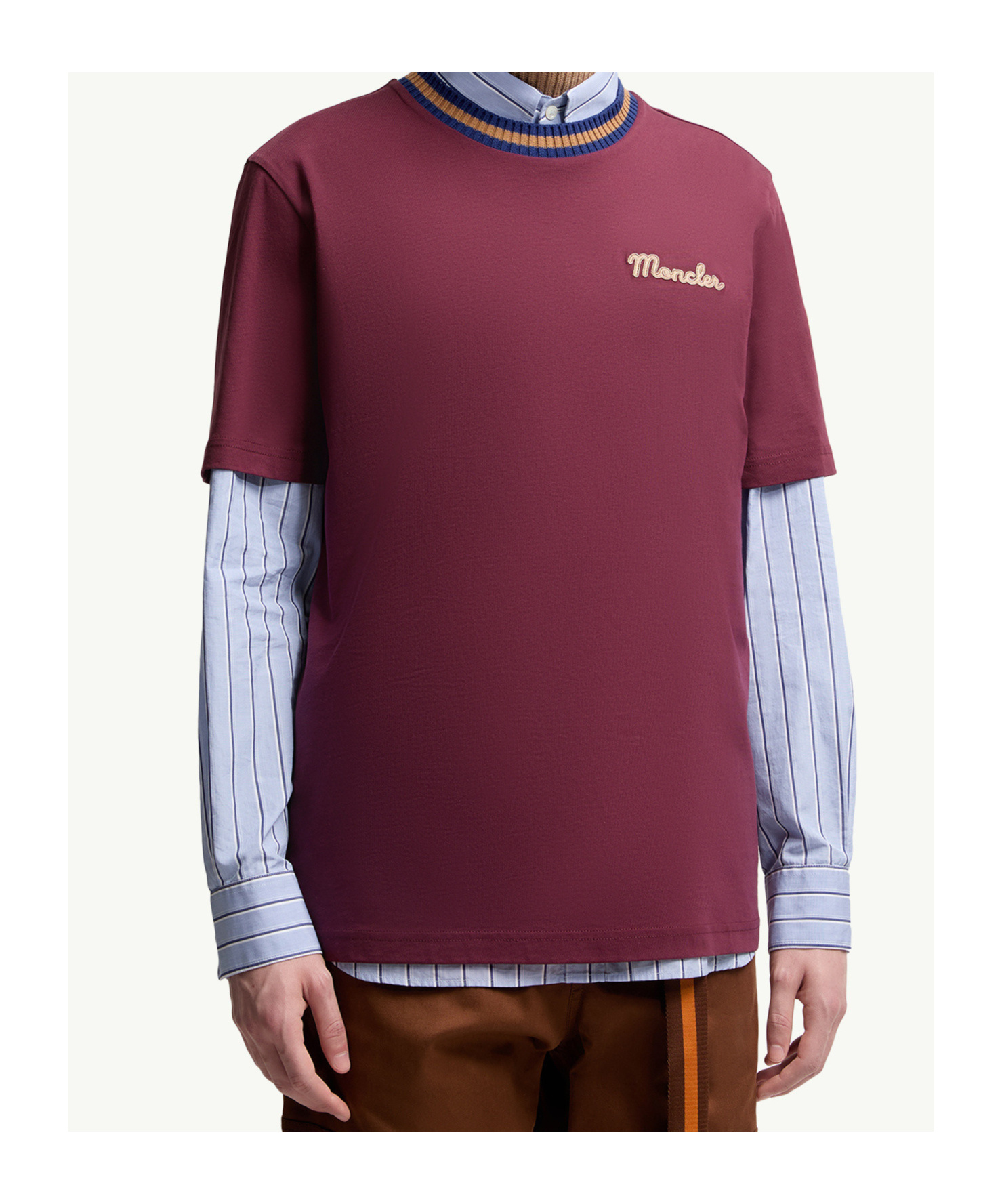 Moncler Logo Cotton Jersey T-shirt In Burgundy