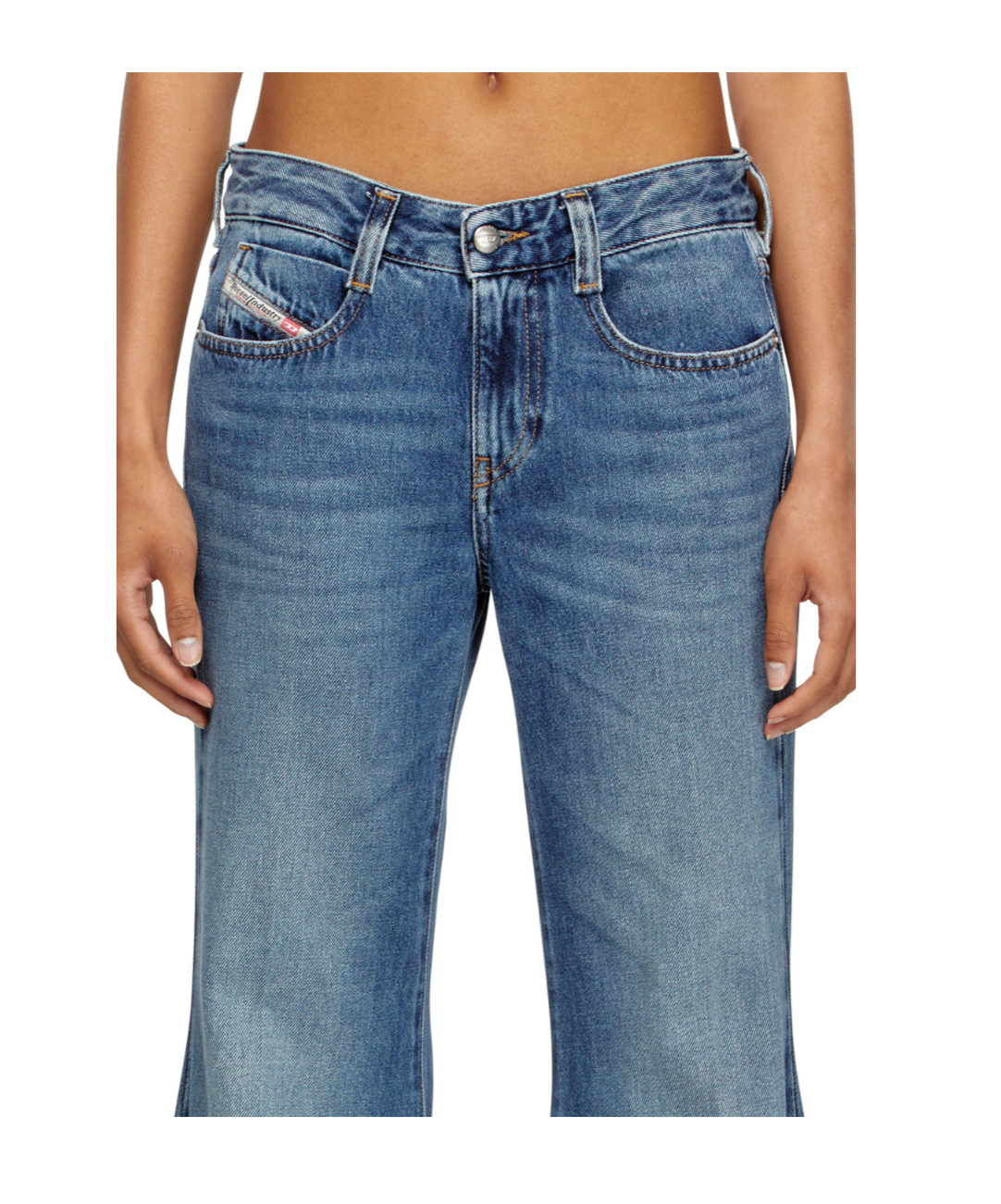 Diesel Straight Flared Trousers Belt Loops In Blue