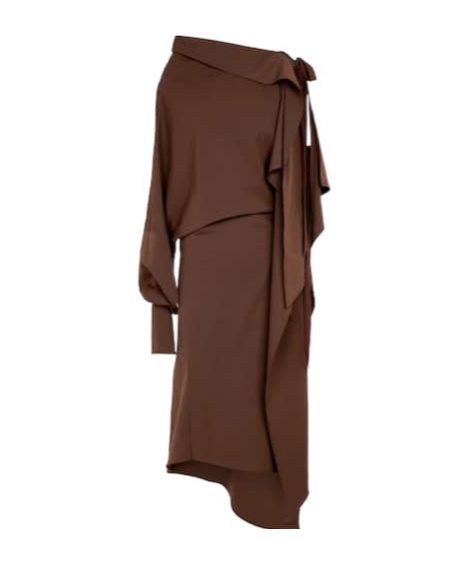 Petar Petrov Aaber Asymmetric Midi Dress In Brown