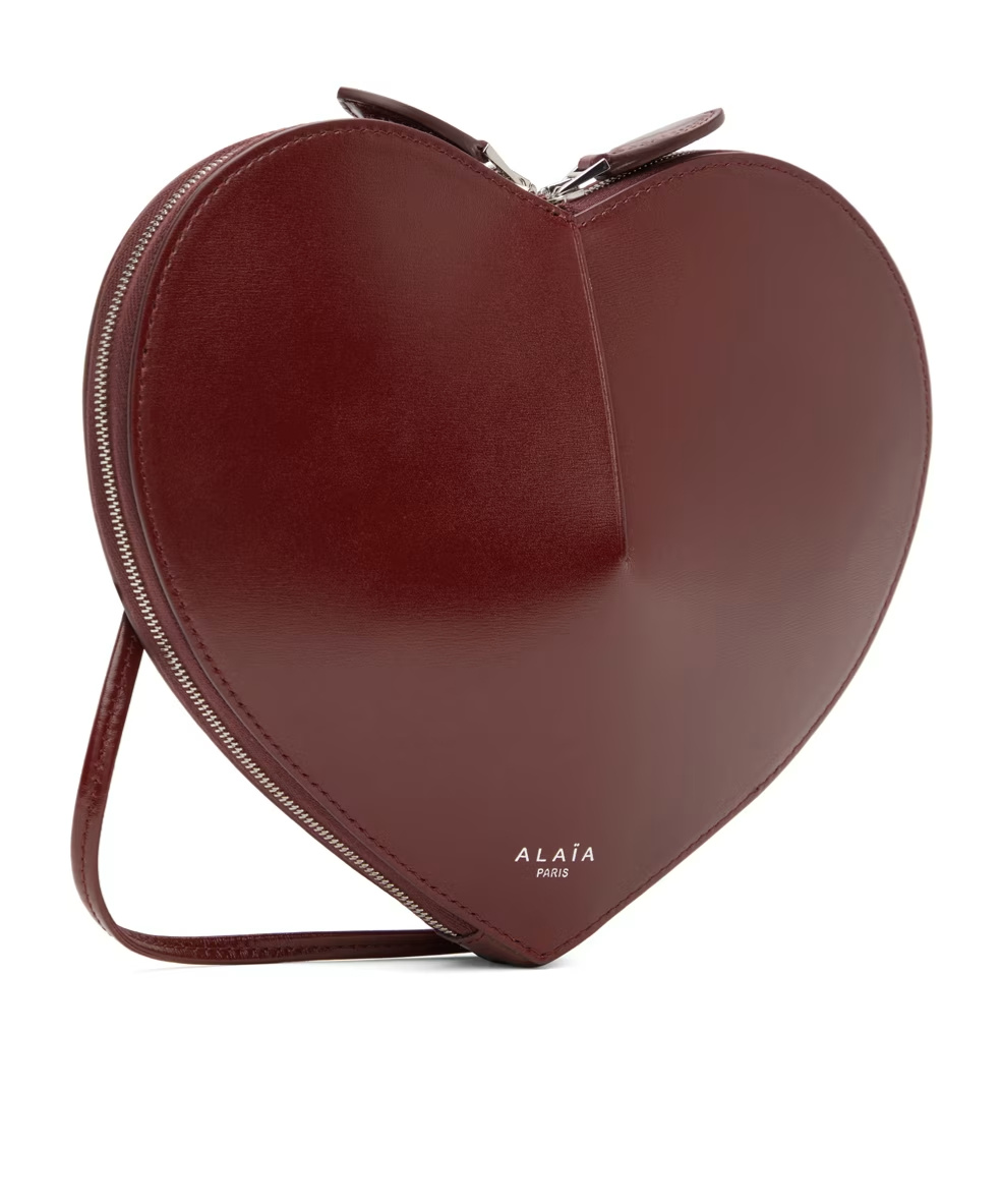 Alaïa Maroon Le Coeur Crossbody Bag In Red