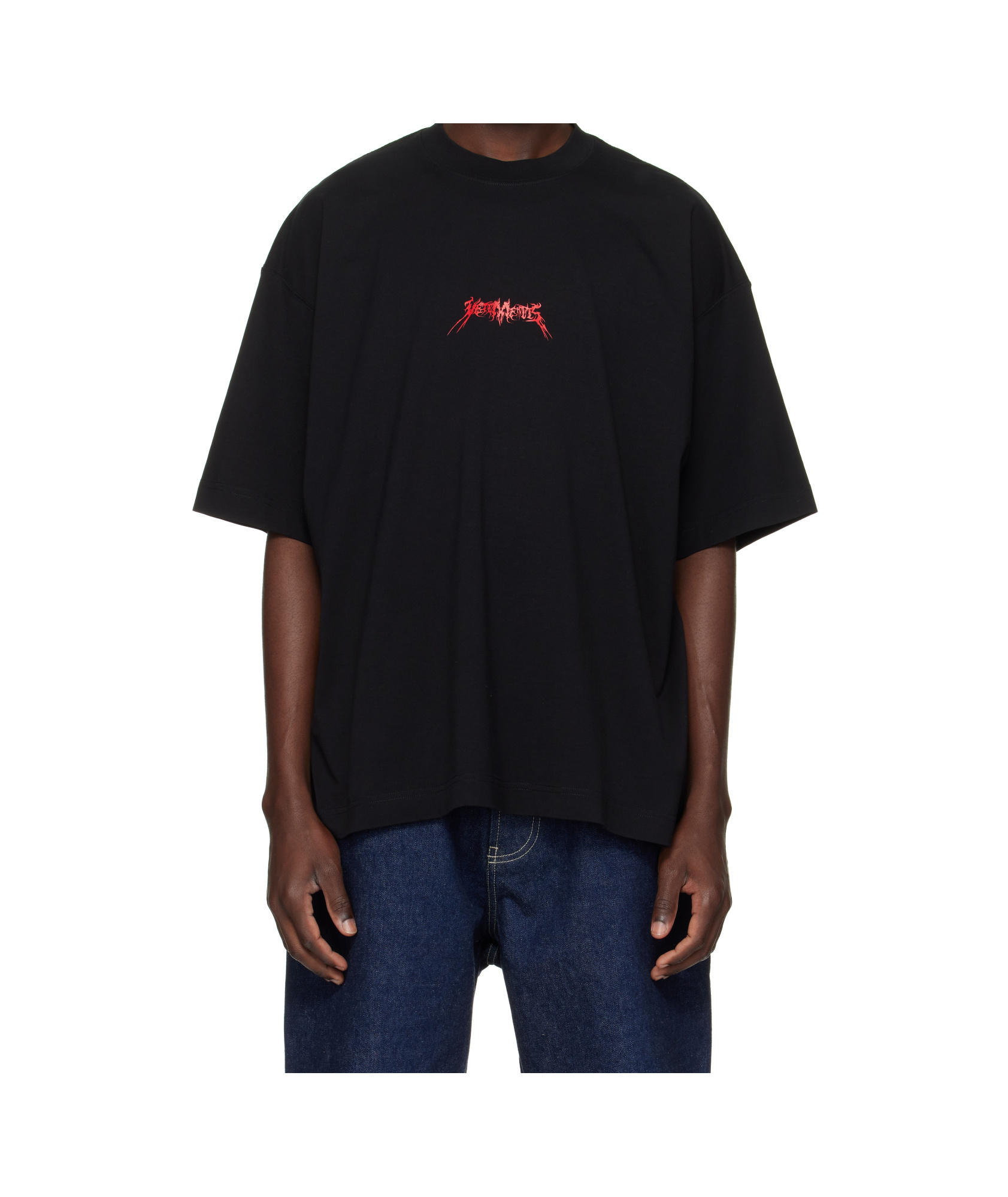 Vetements Oversized Printed Cotton-jersey T-shirt In Black