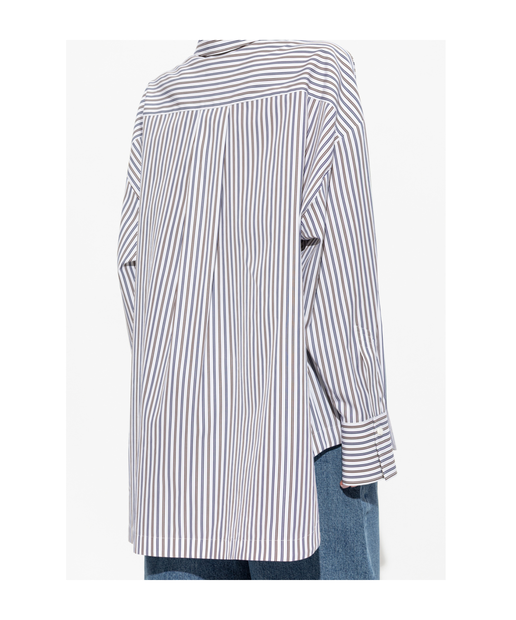 Attico Striped Cotton Shirt With Long Sleeves In Gray