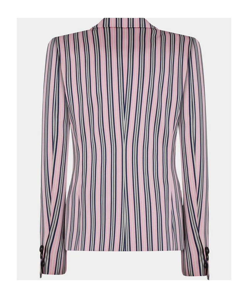 Dsquared2 Striped Jacket With Notched Lapels And Pockets In Gray