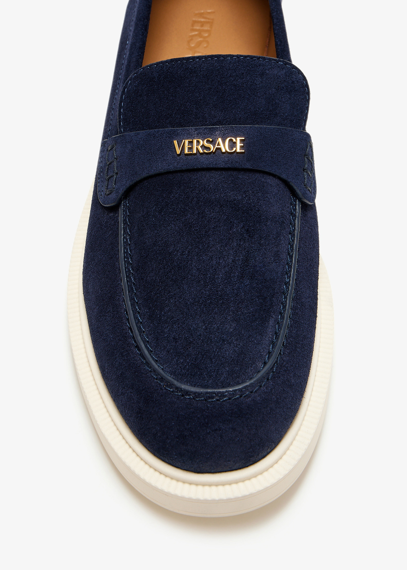 Versace Logo Loafers In Blue