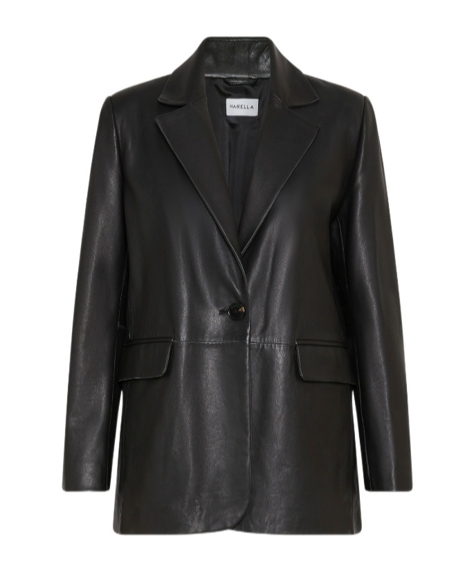 Marella Leather Blazer In Black