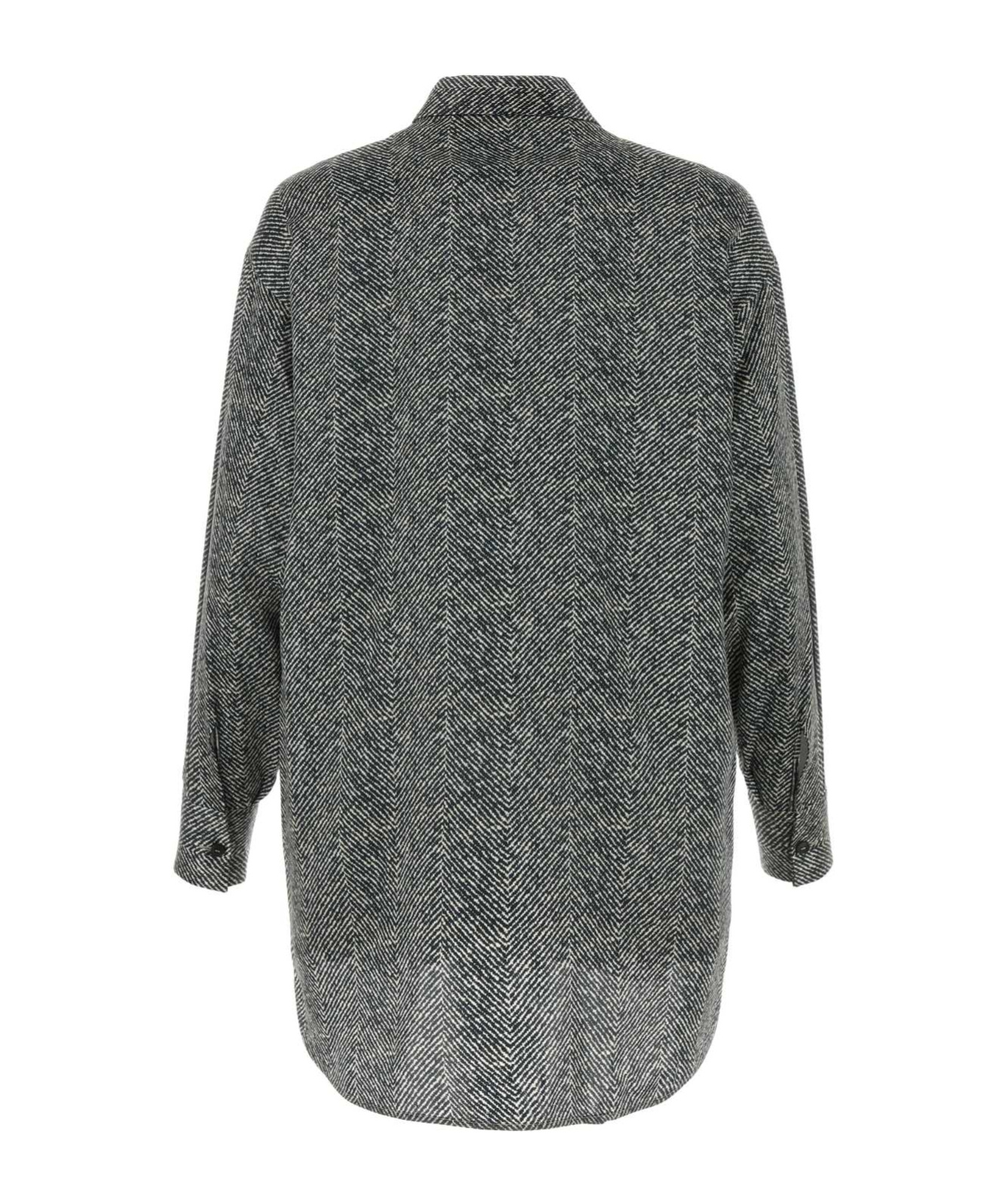 Ermanno Scervino Black Herringbone Silk Shirt In Black