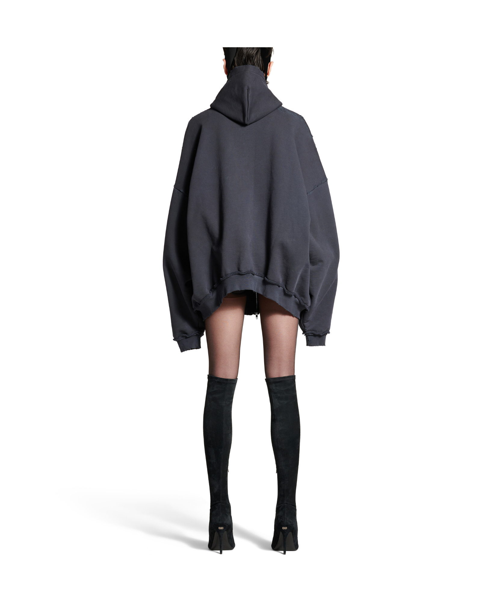 Balenciaga Ciao Bello Large-fit Hooded Sweatshirt In Black