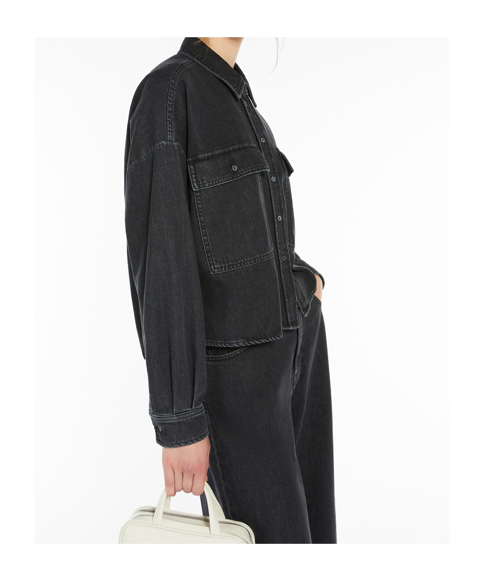 Weekend Max Mara Denim Wide-body Shirt In Black