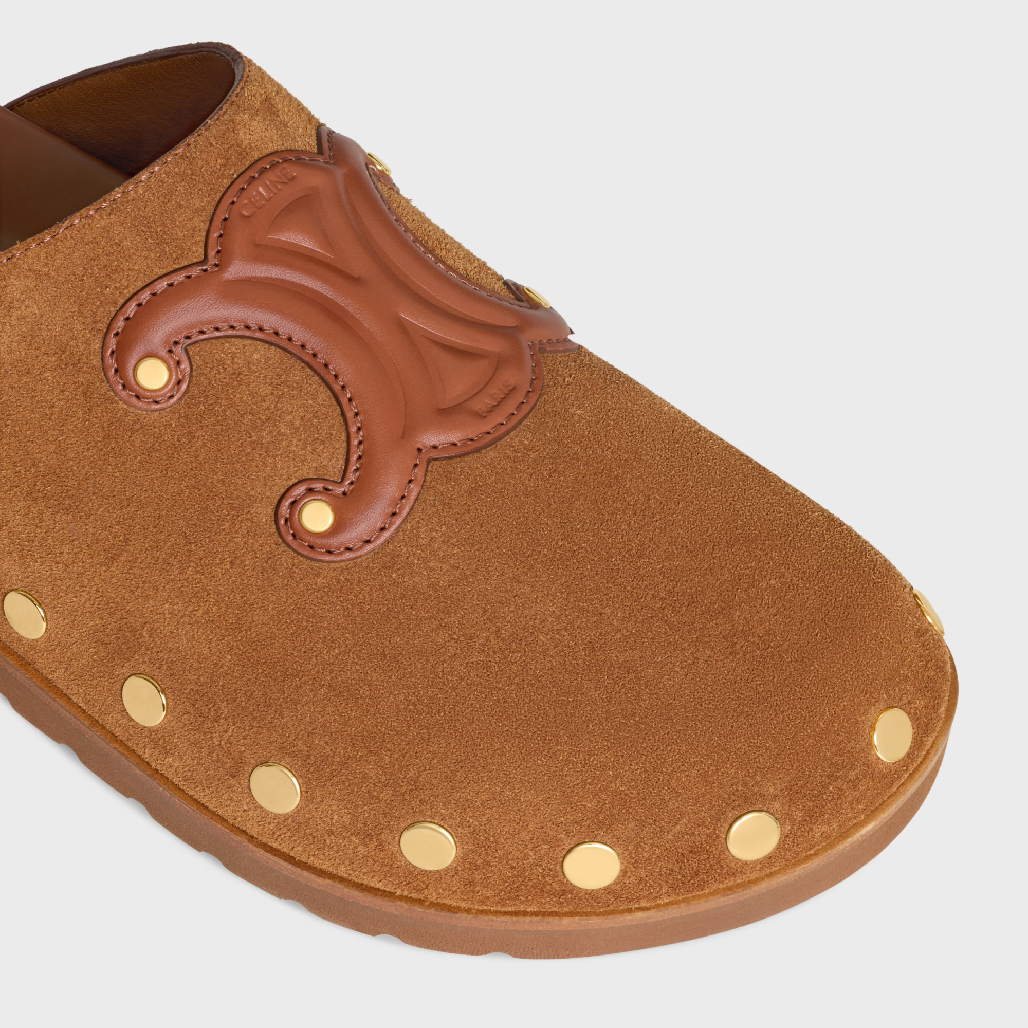 Celine Triomphe Wedge Mules Women In Brown