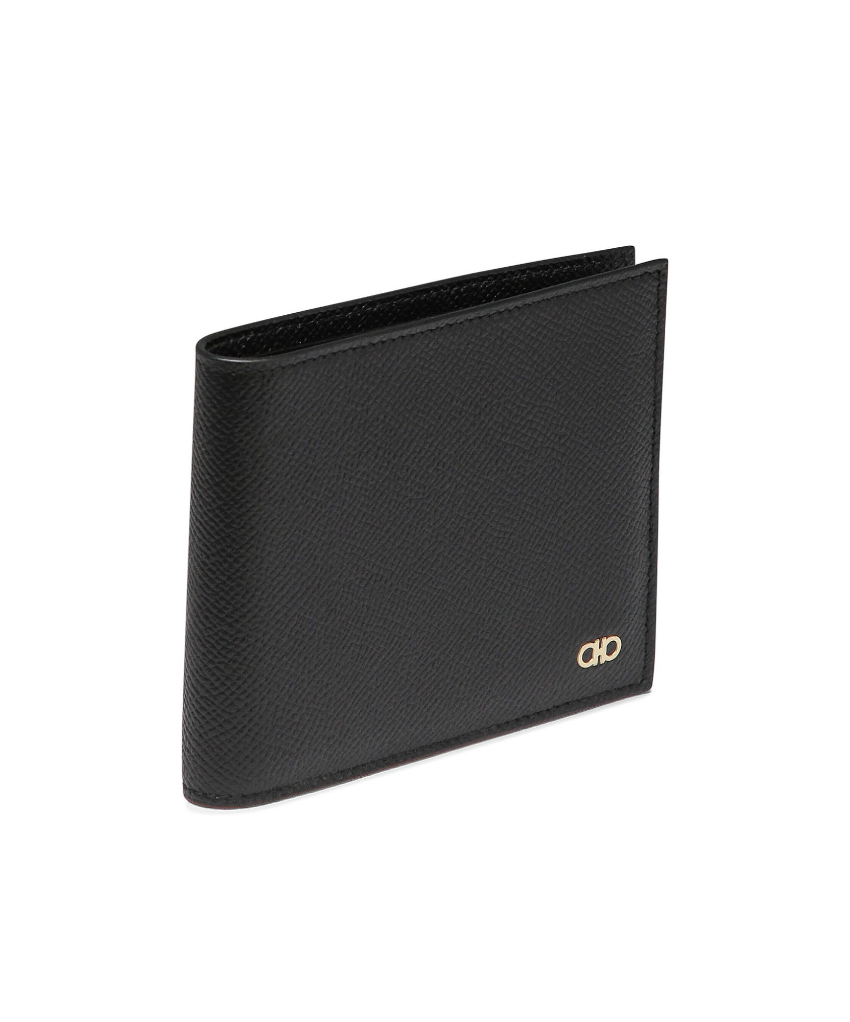 Ferragamo Micro Gancio Leather Bifold Wallet In Black