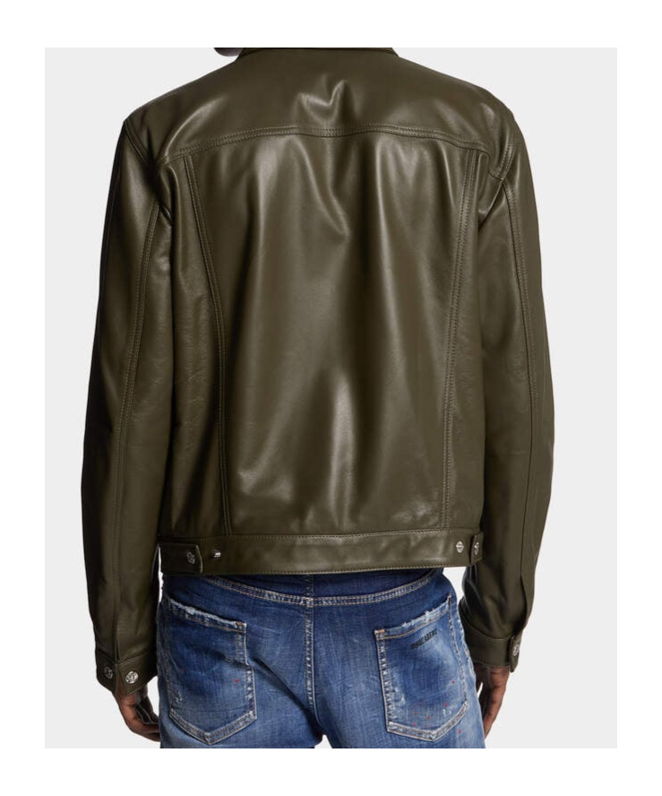 Dsquared2 Long-sleeved Leather Jacket In Black