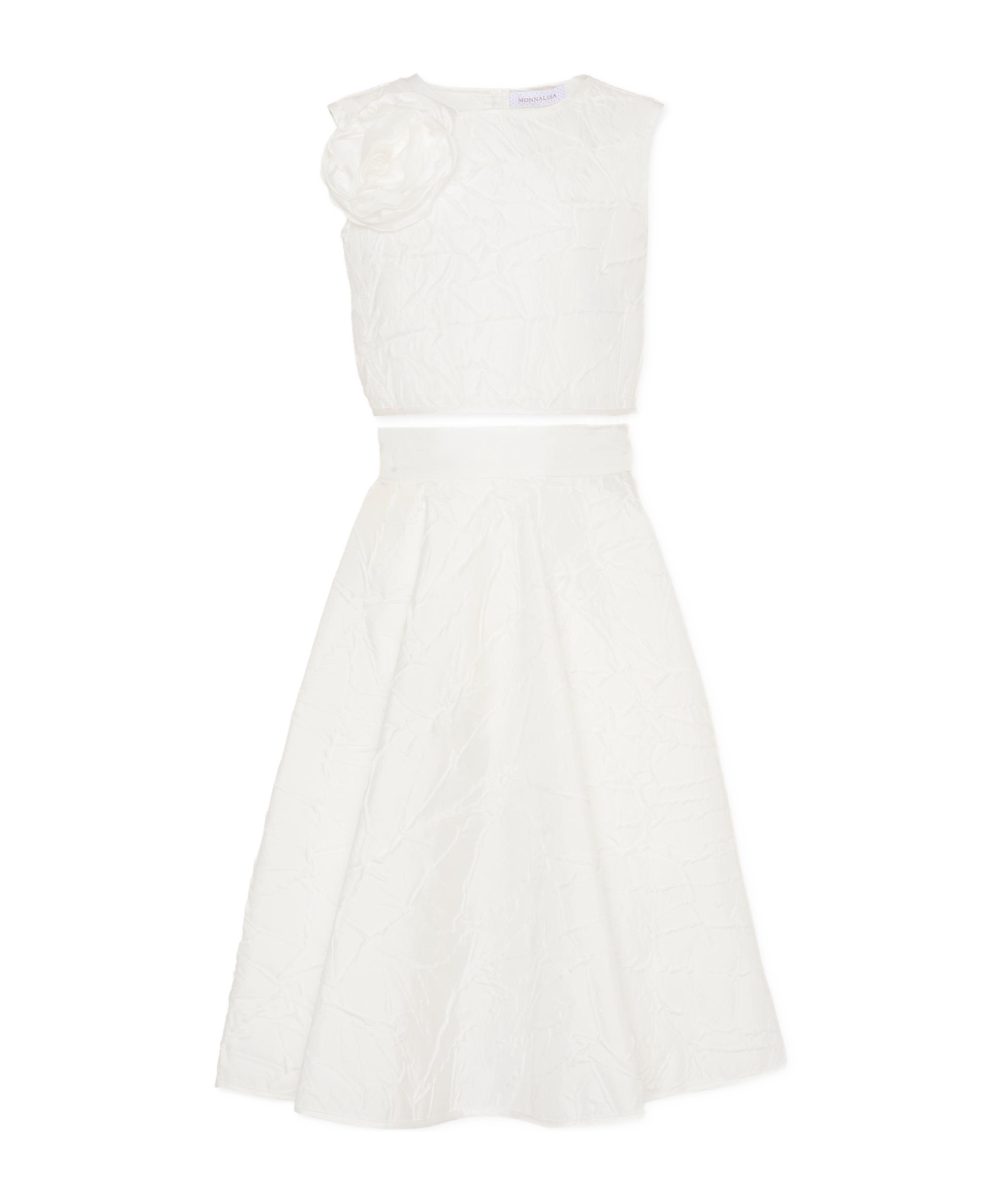 Monnalisa Kids' Flower-appliqu Skirt Set In White