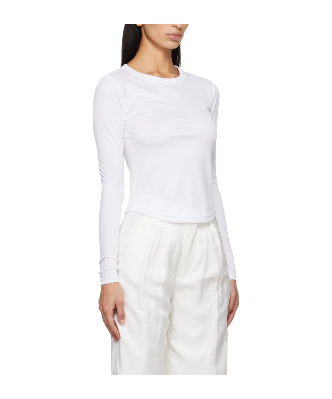 Anine Bing White Jane Long Sleeve T-shirt In White