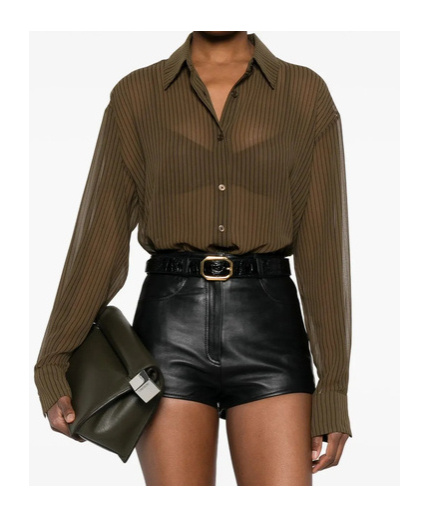 The Frankie Shop Long Sleeve Shirt In Green