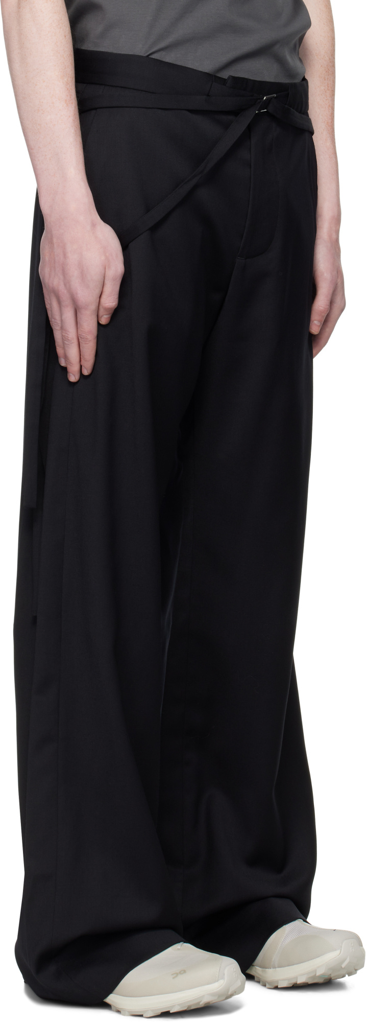 Heliot Emil Spectra Tie-fastening Tailored Trousers In Black