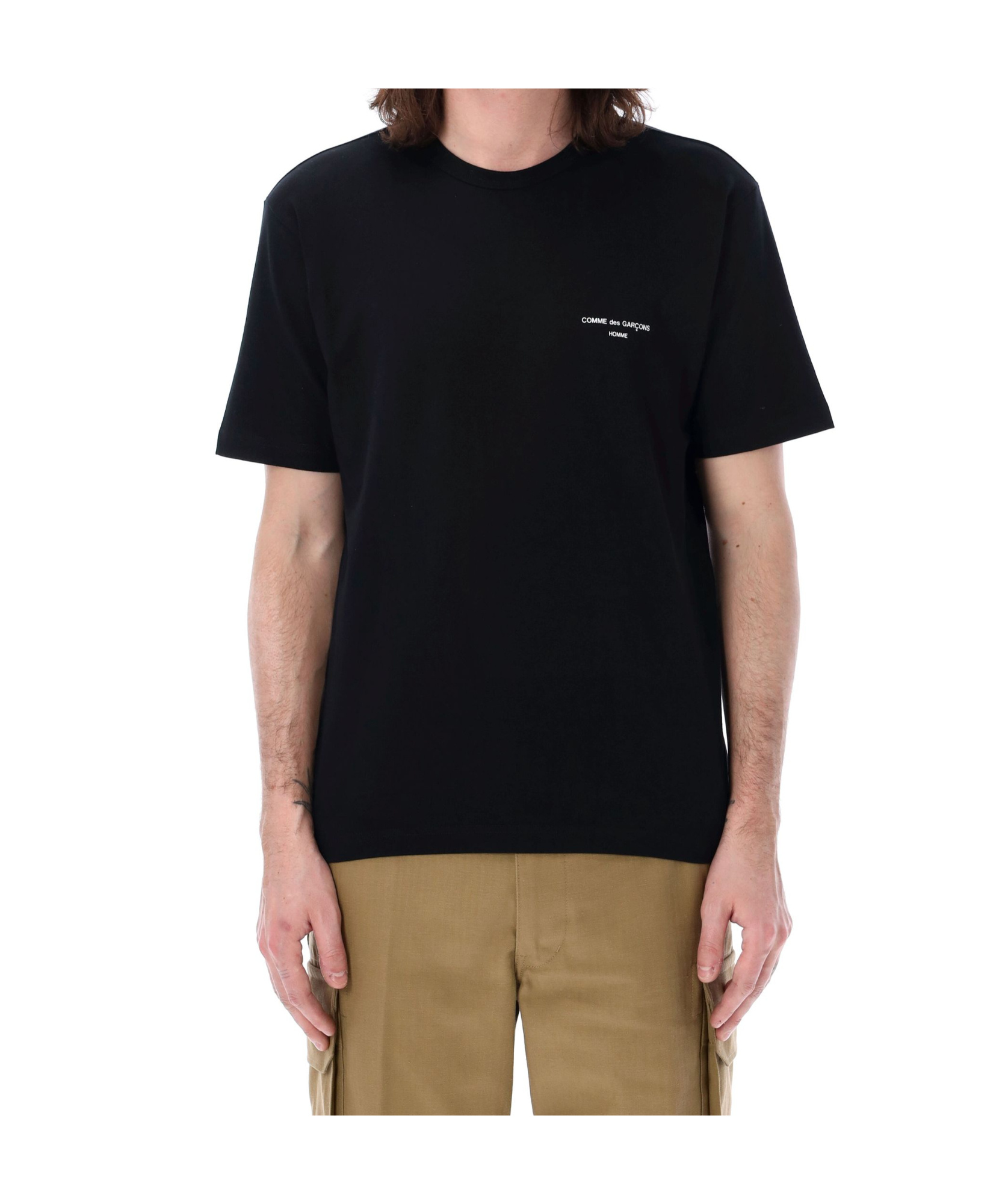 Comme Des Garçons Homme Logo Printed T-shirt In Black