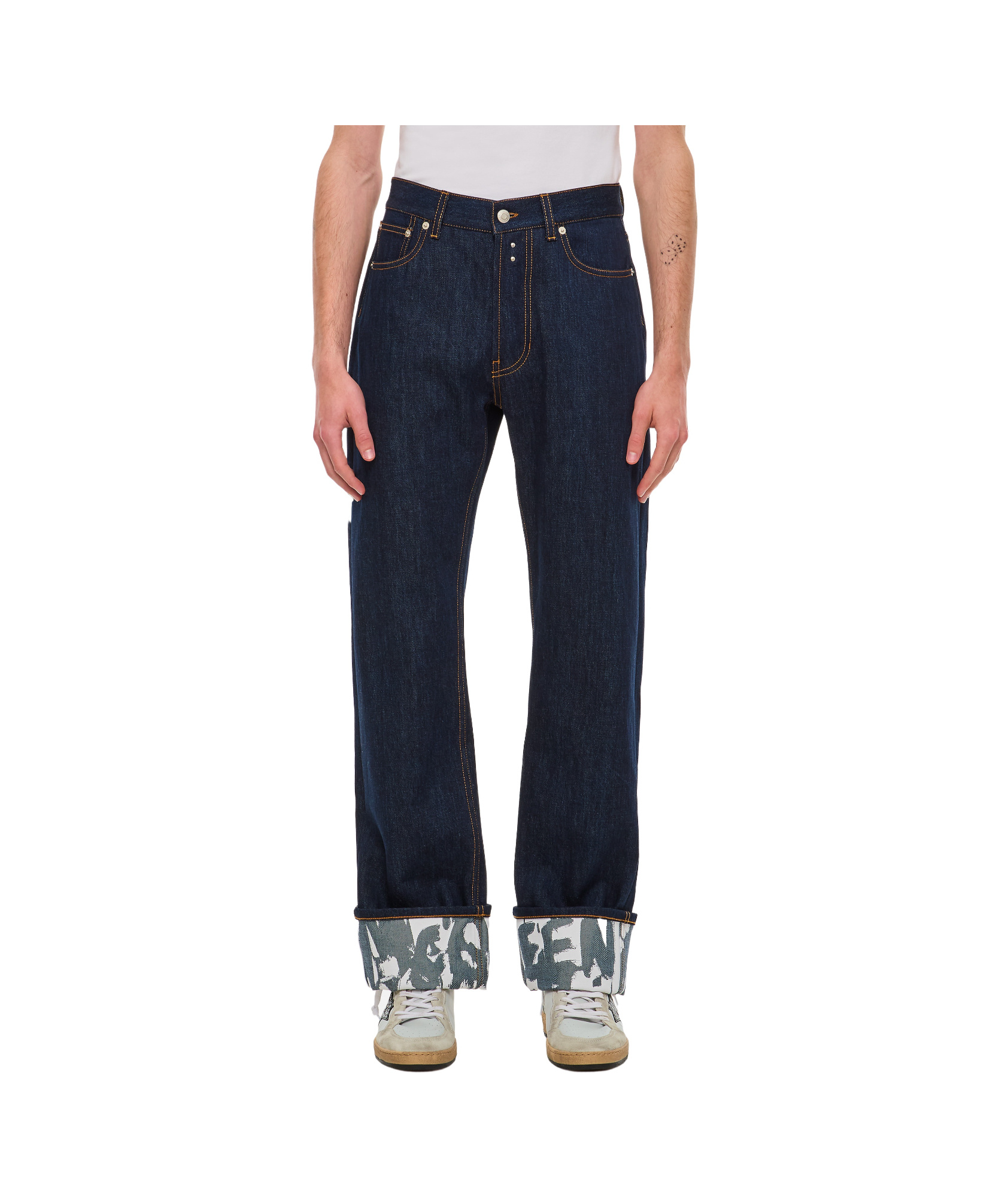 Alexander Mcqueen Mens Indigo Turn-up Folded-hem Regular-fit Jeans In Black