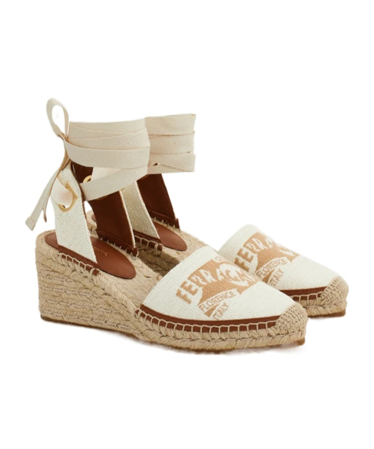 Ferragamo 70mm Logo-jacquard Espadrilles In Brown