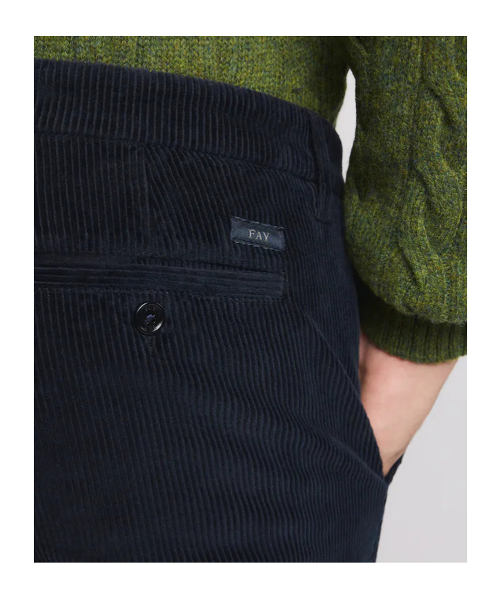 Fay Slim Pants In Velvet In Blue