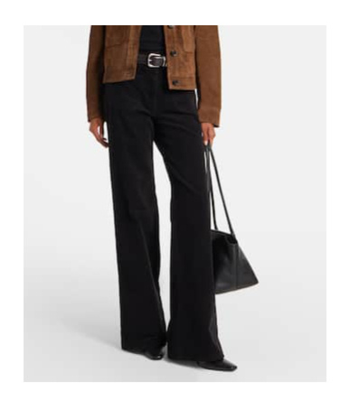 Nili Lotan Florence Cotton-blend Corduroy Flared Pants In Black