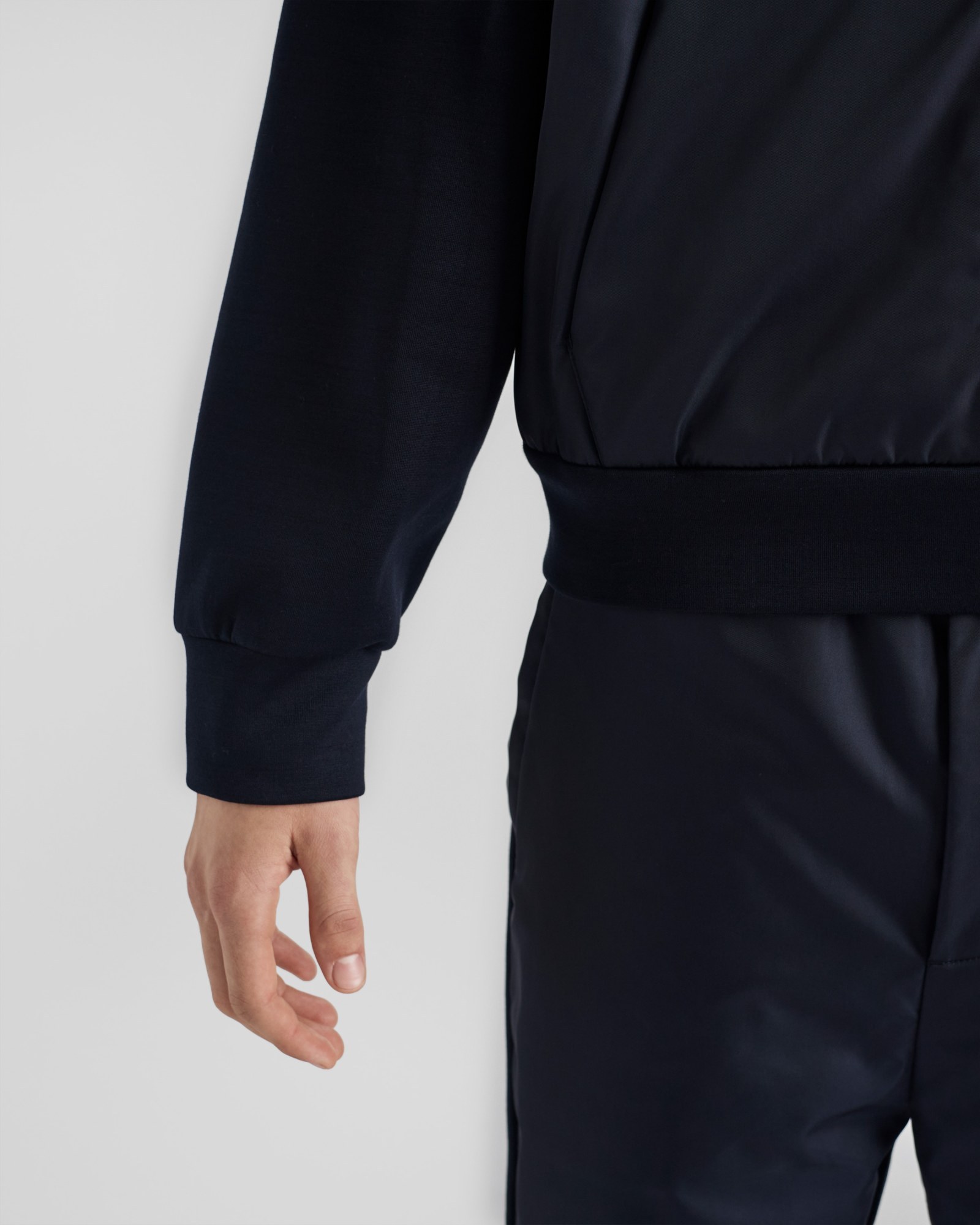 Prada Technical Cotton And Re-nylon Hoodie In Blue
