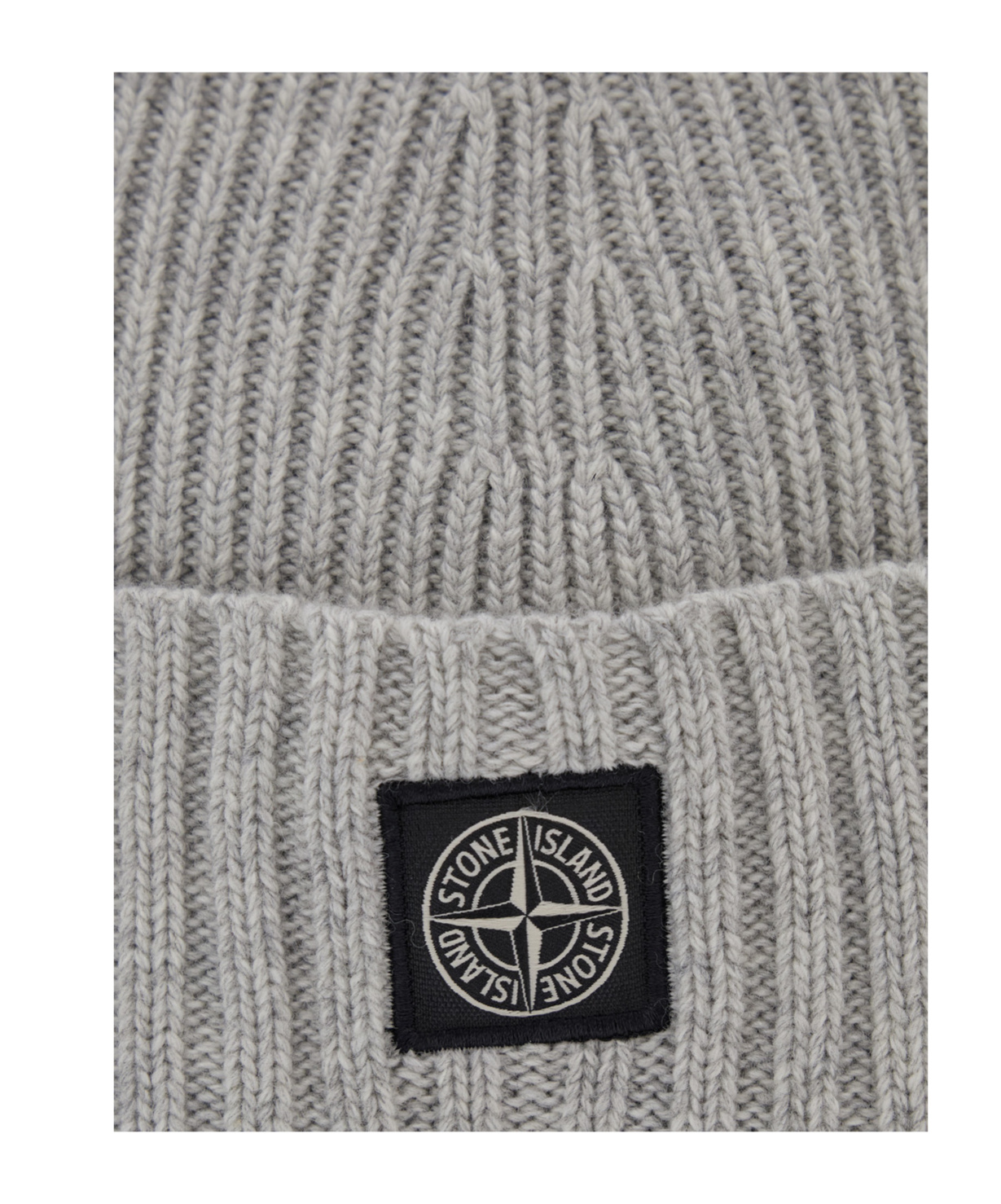 Shop Stone Island Junior Compass Patch Knitted Beanie In Gray